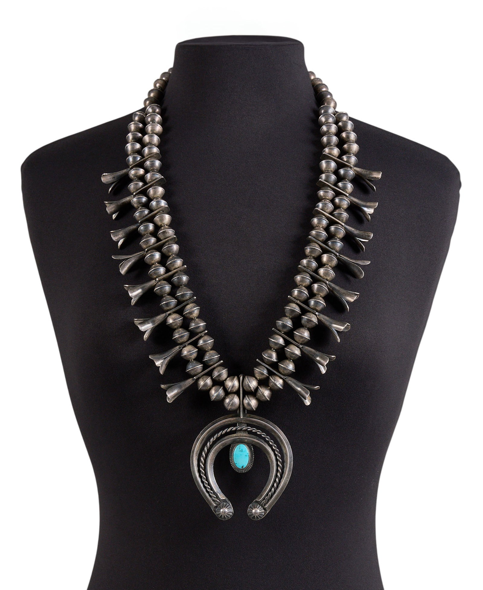 Vintage Sterling Silver & Turquoise Squash Blossom (1 of 2)