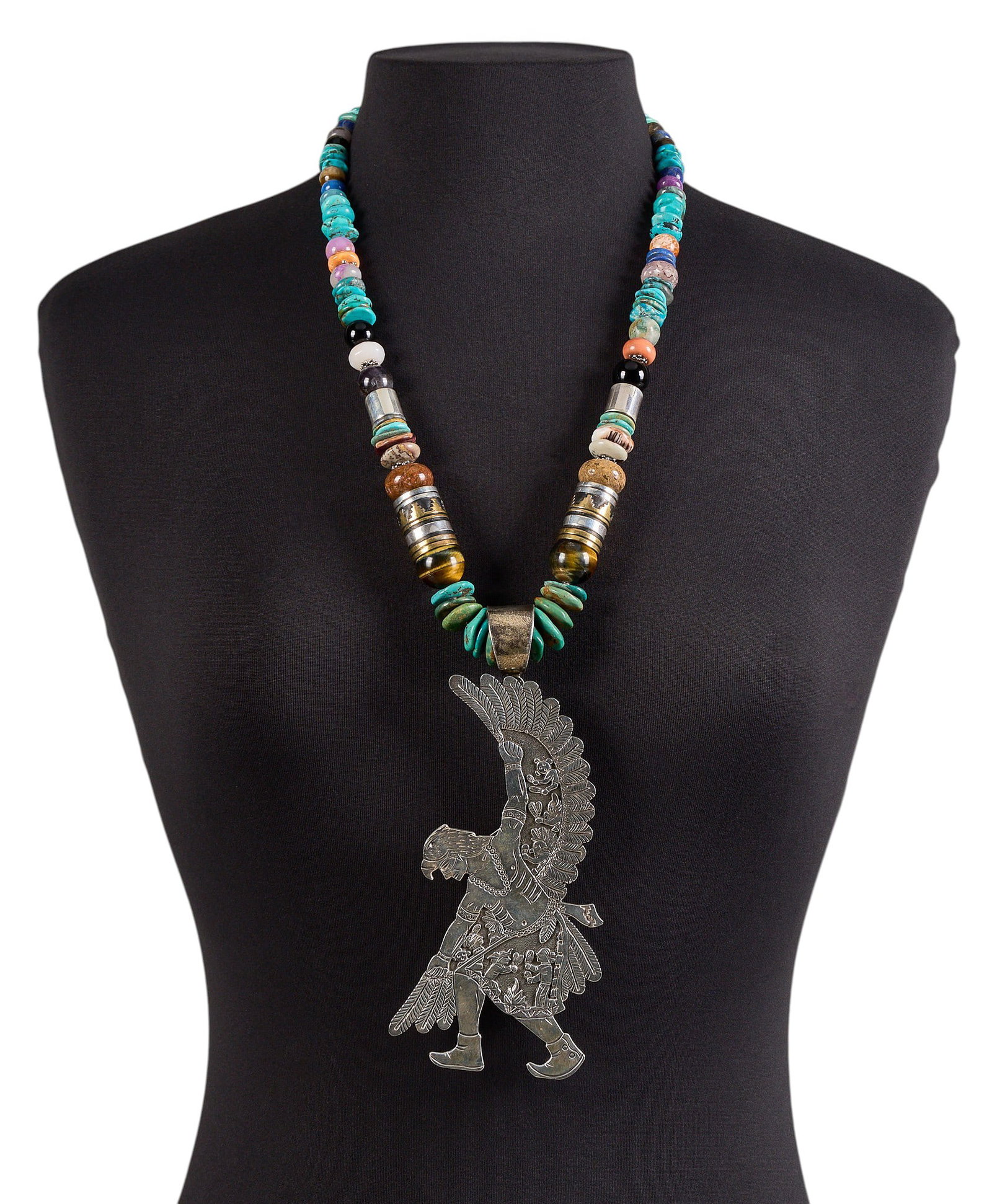 Singer & Becenti, Native American Beaded Pendant Necklace (1 of 3)