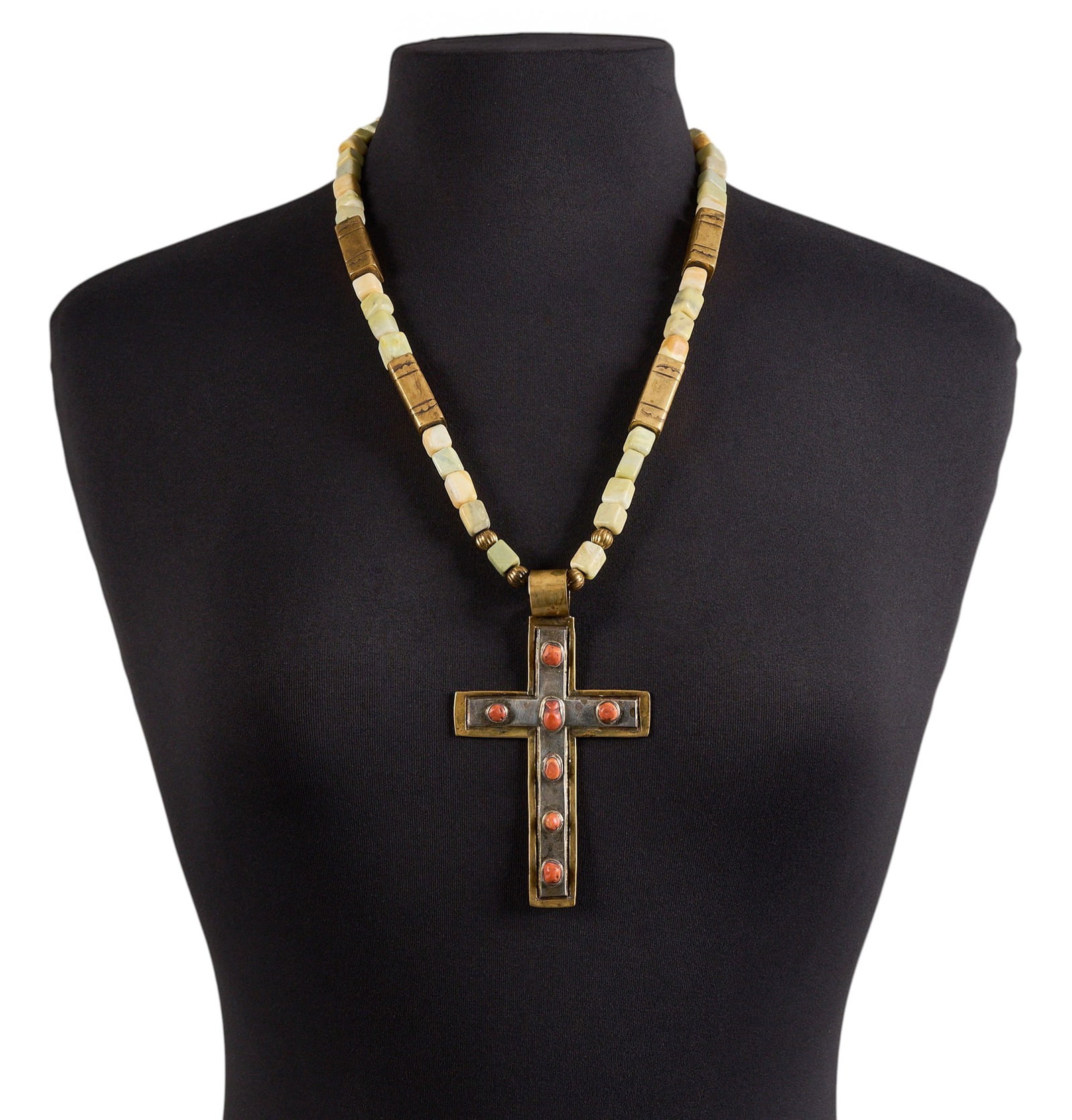 Wayne Aguilar, Multi-Stone Beaded Cross Necklace (1 of 3)