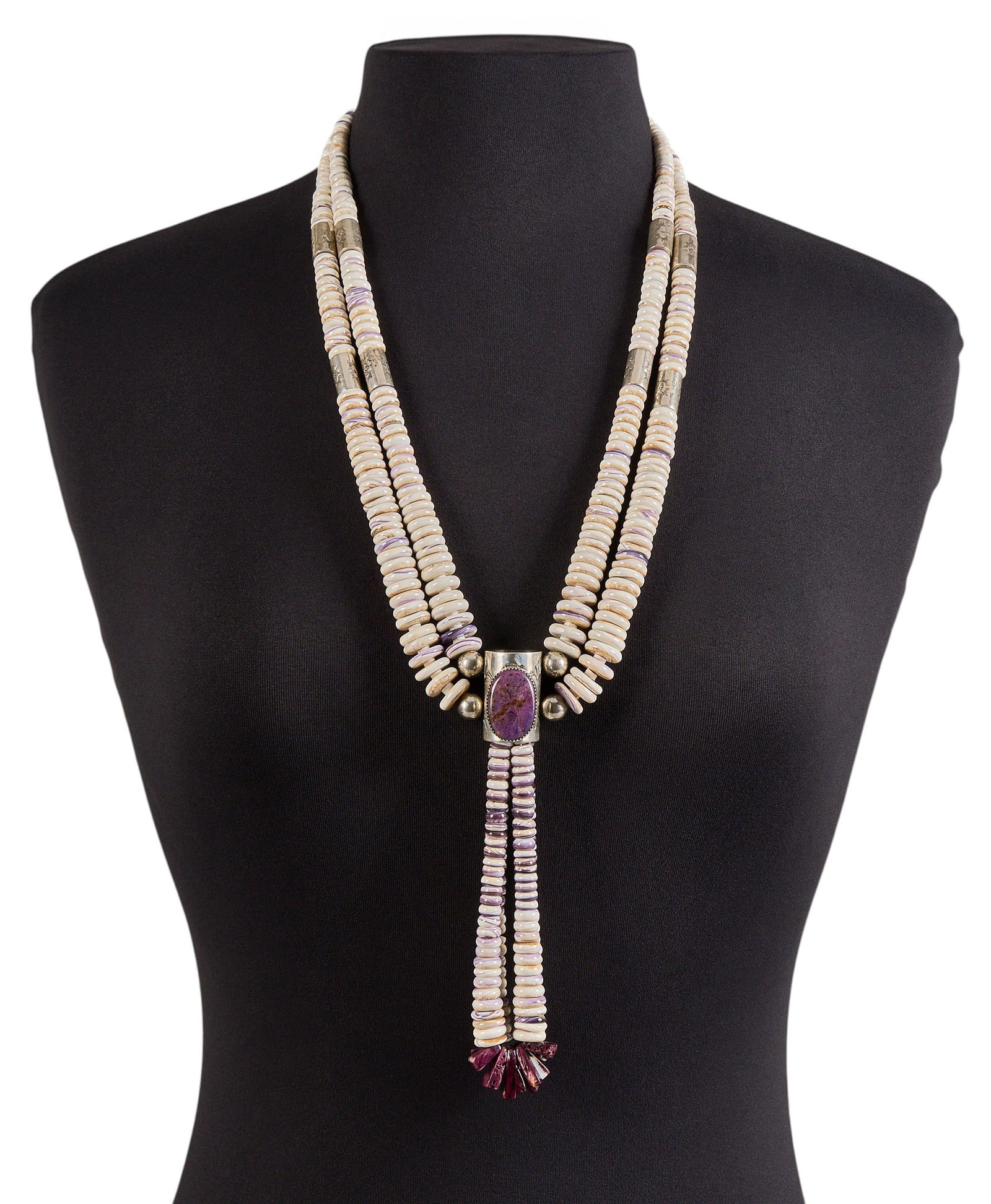 Native American Shell & Spiny Oyster Beaded Necklace (1 of 3)