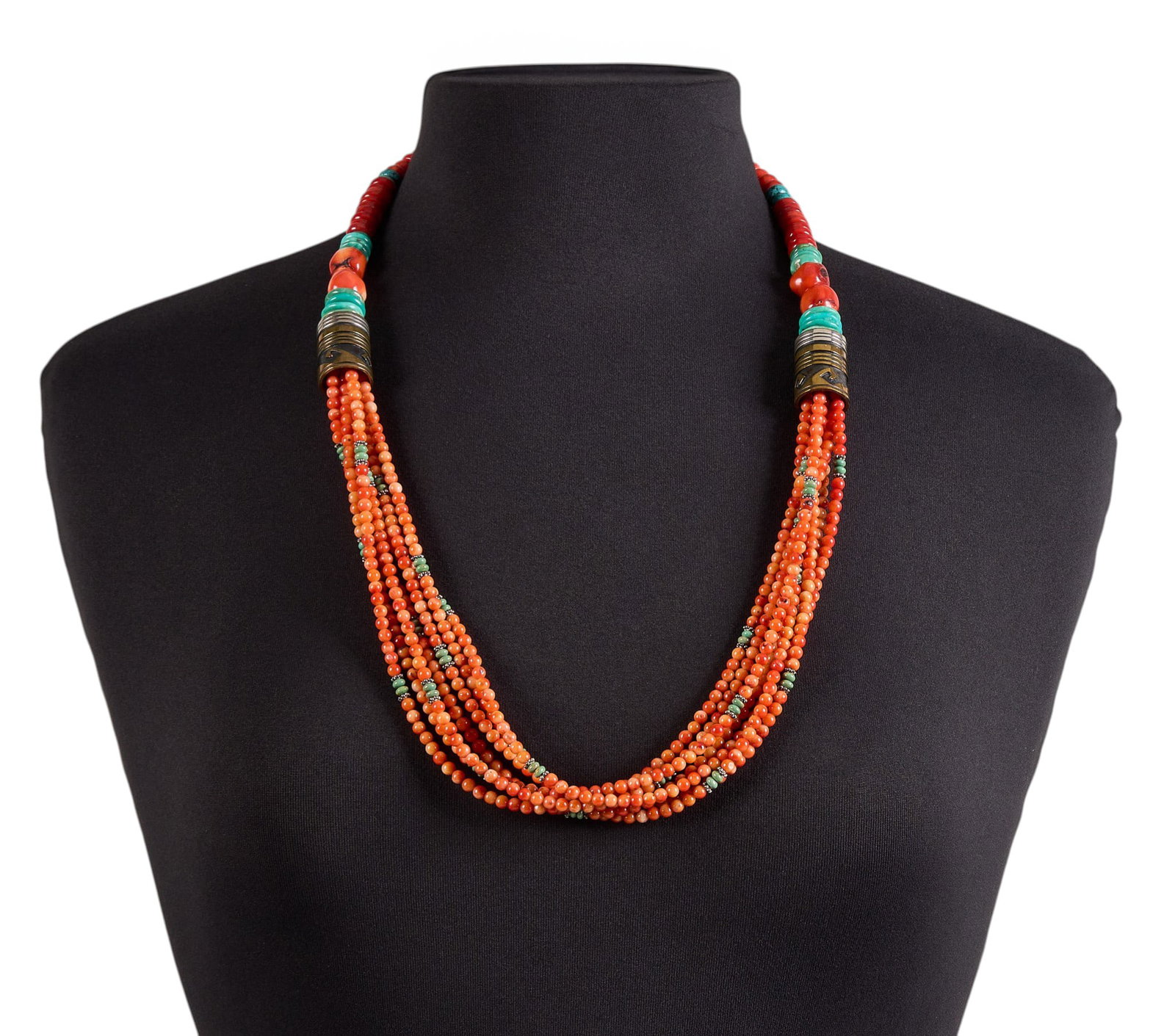 Tommy Singer, Multi-Strand Coral & Turquoise Beaded Necklace (1 of 3)