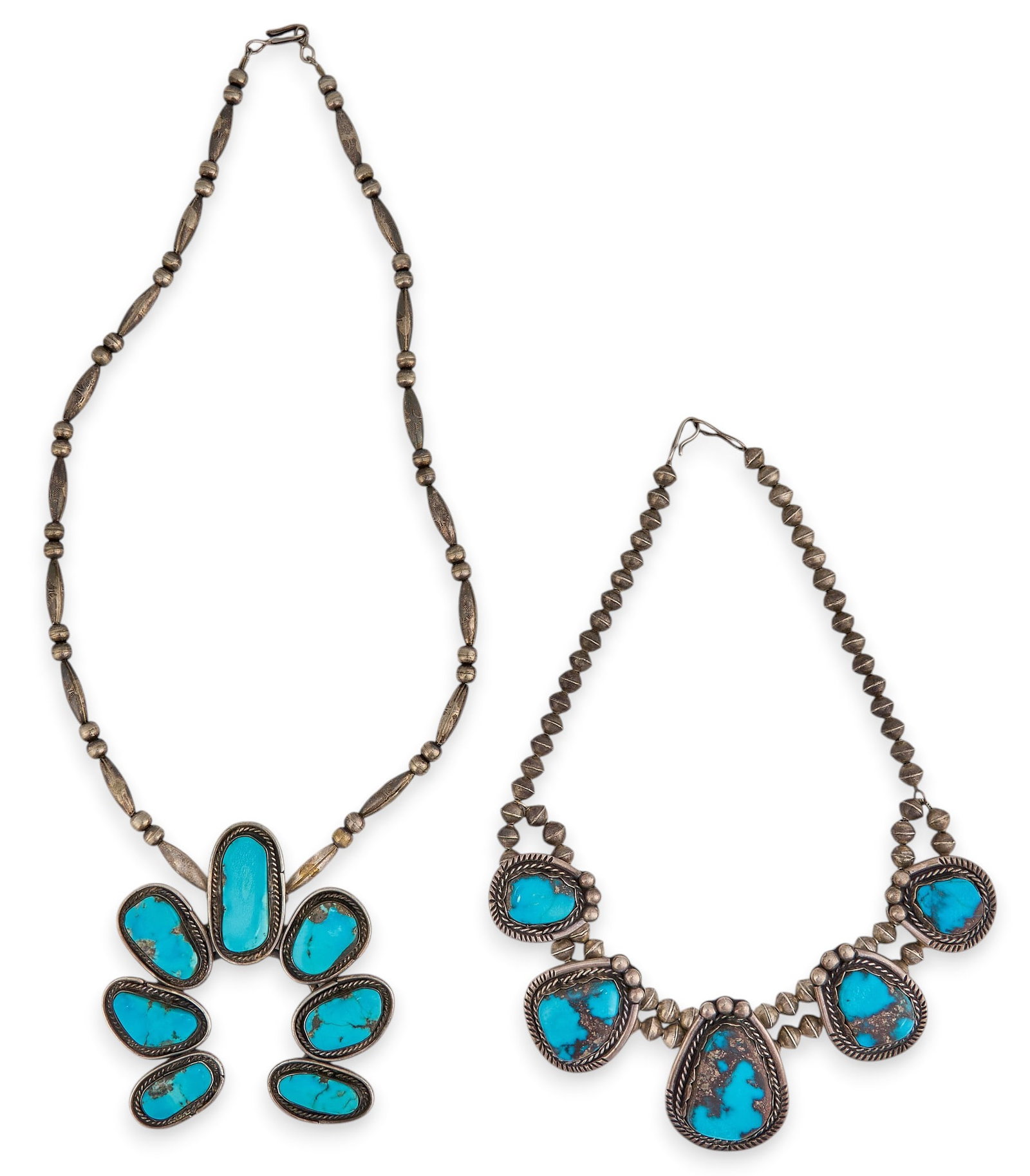 (2) Native American Sterling & Turquoise Necklaces (1 of 5)