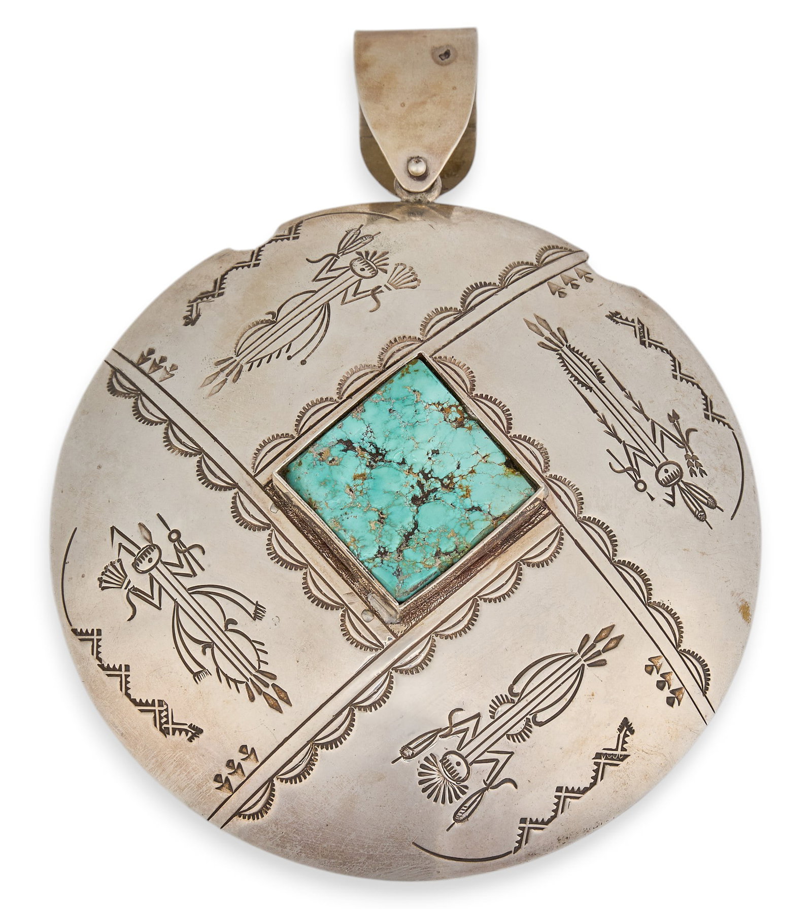 Don Platero, Substantial Navajo Sterling & Turquoise Pendant (1 of 3)