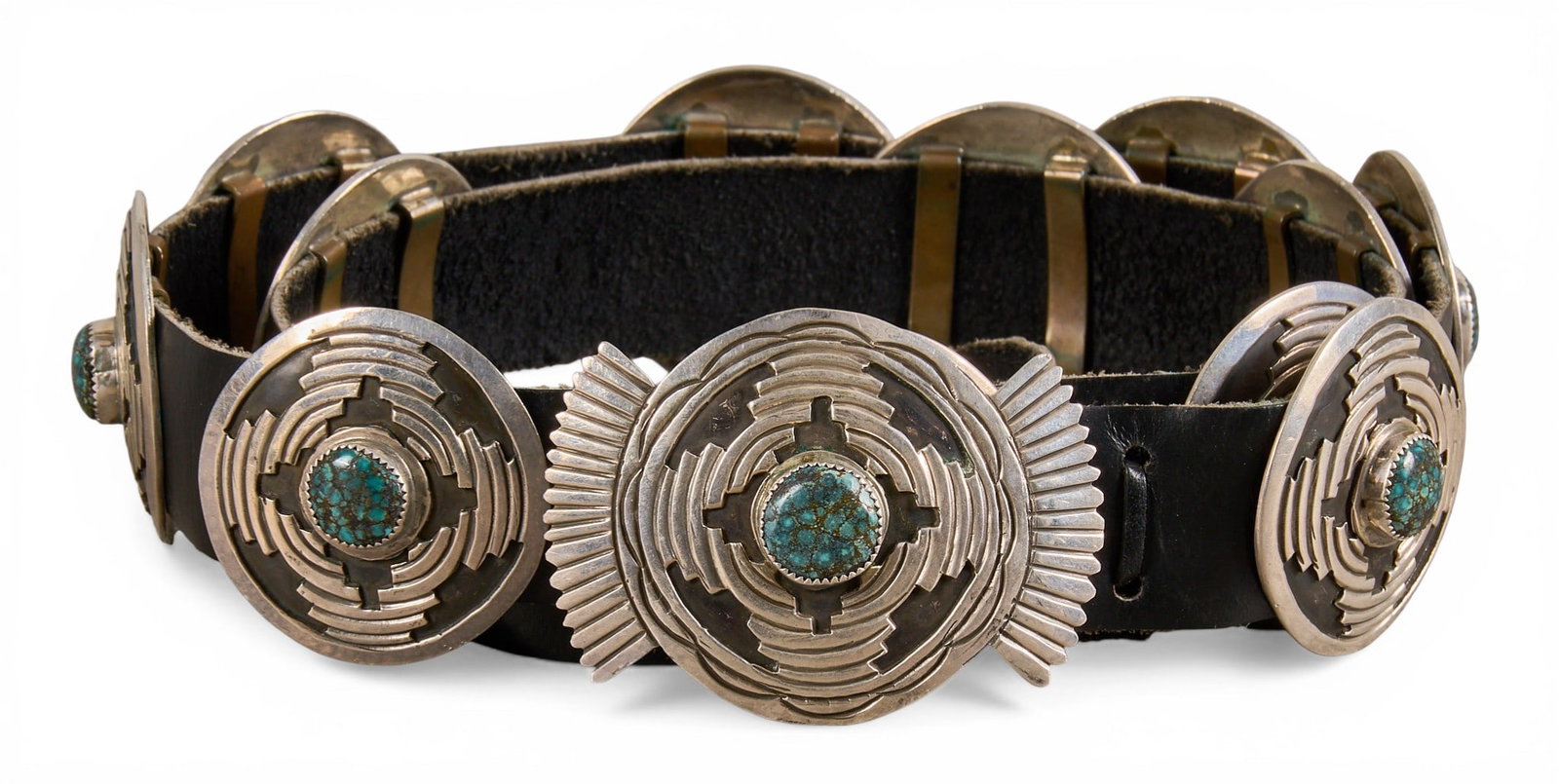 J&E Wilson, Navajo Sterling & Turquoise Concho Belt (1 of 6)