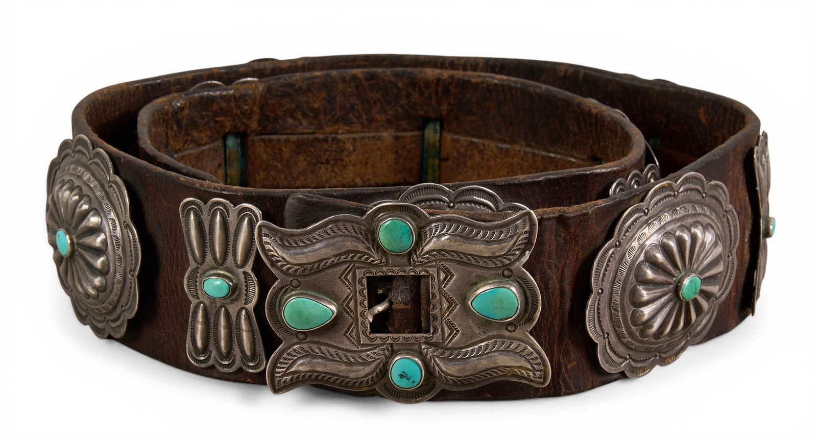 Sterling Silver & Turquoise Concho Belt (1 of 5)