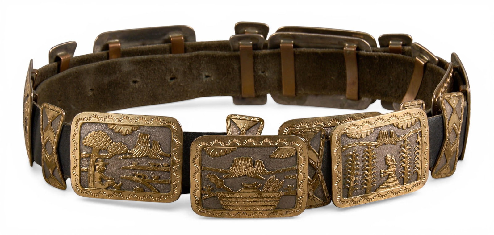 Navajo Two-Tone Sterling Storyteller Concho Belt (1 of 6)
