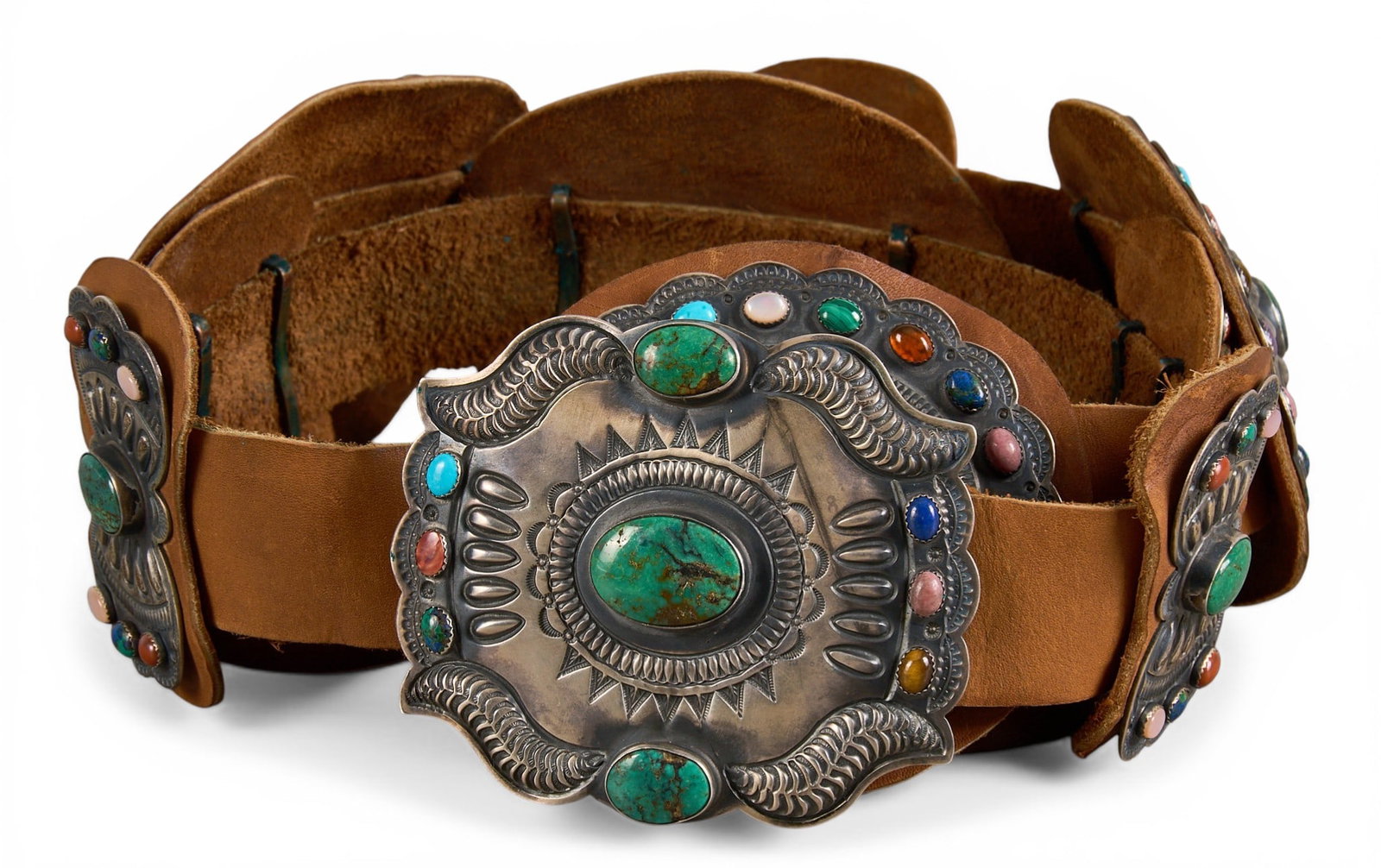 Kirk Smith, Navajo Sterling & Multi-Stone Concho Belt (1 of 6)