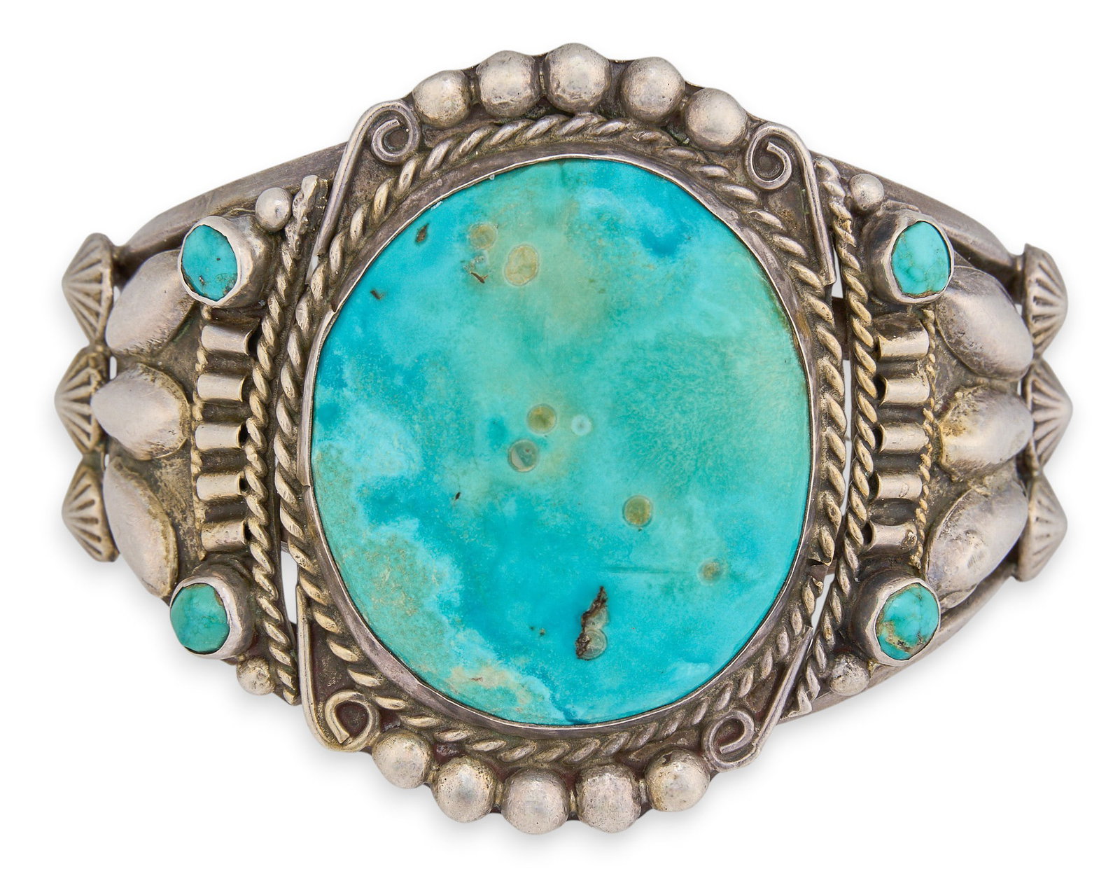 Art Lewis, Choctaw Sterling & Turquoise Cuff (1 of 5)
