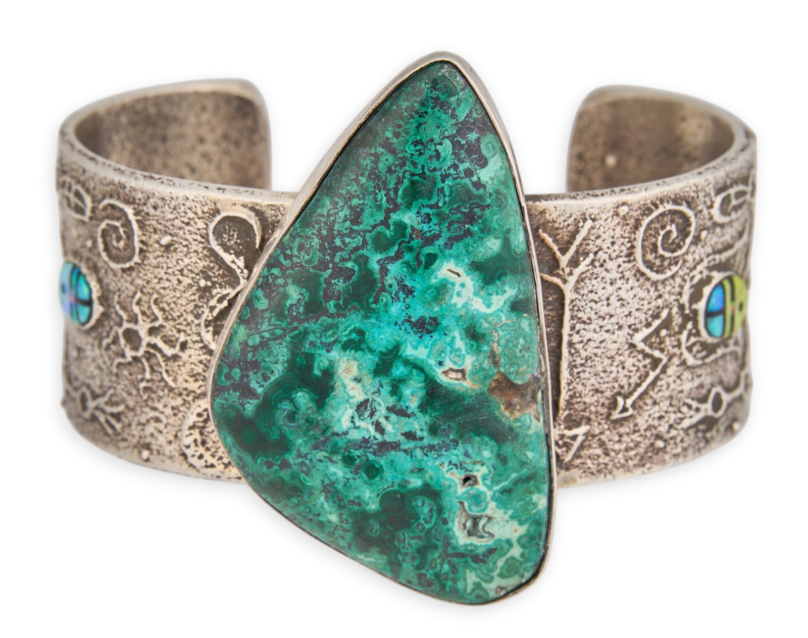 Stewart Billie, Navajo Tufa Sterling & Multi-Stone Cuff (1 of 5)