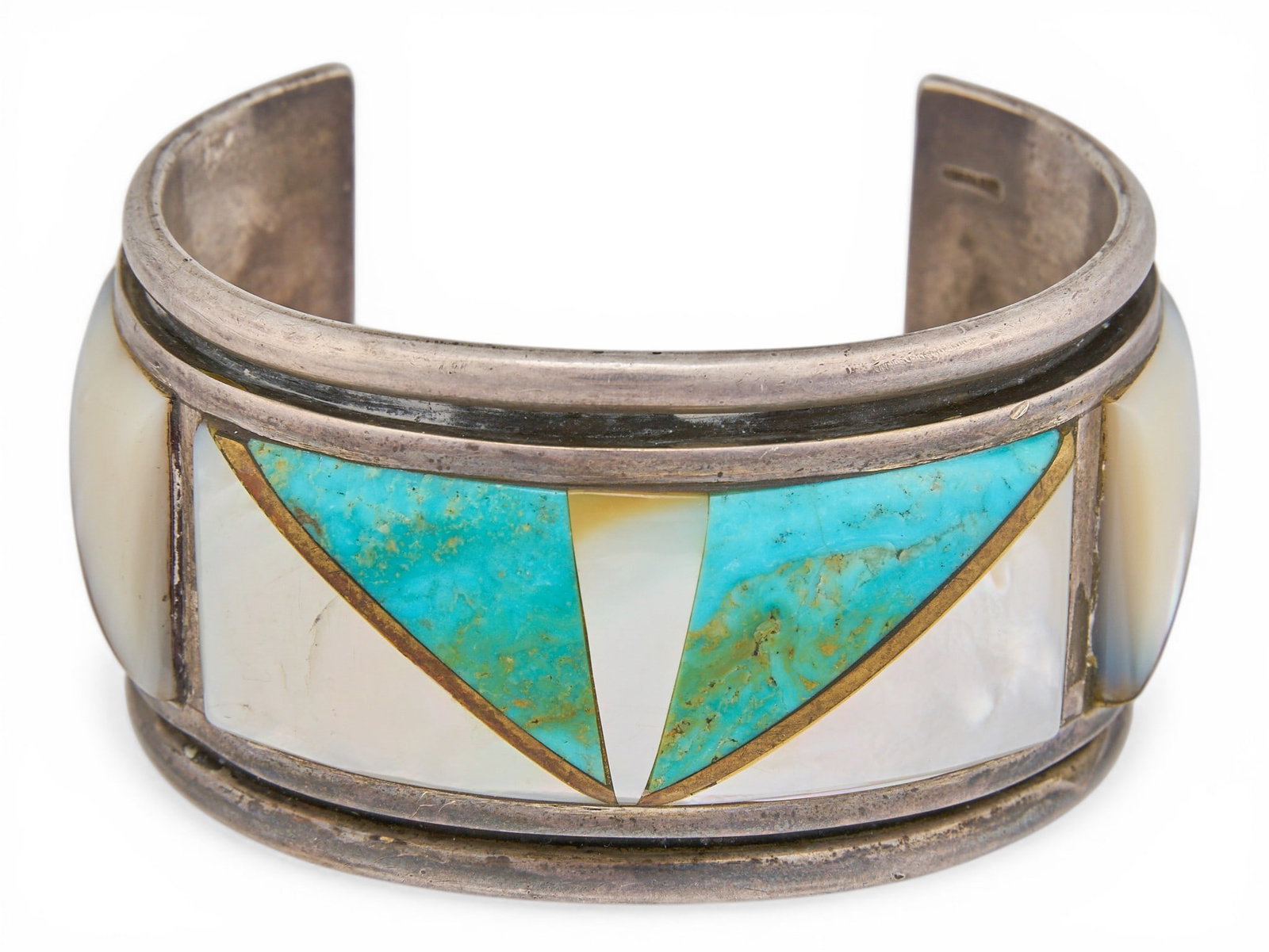Sterling Silver Turquoise & Mother of Pearl Cuff (1 of 5)