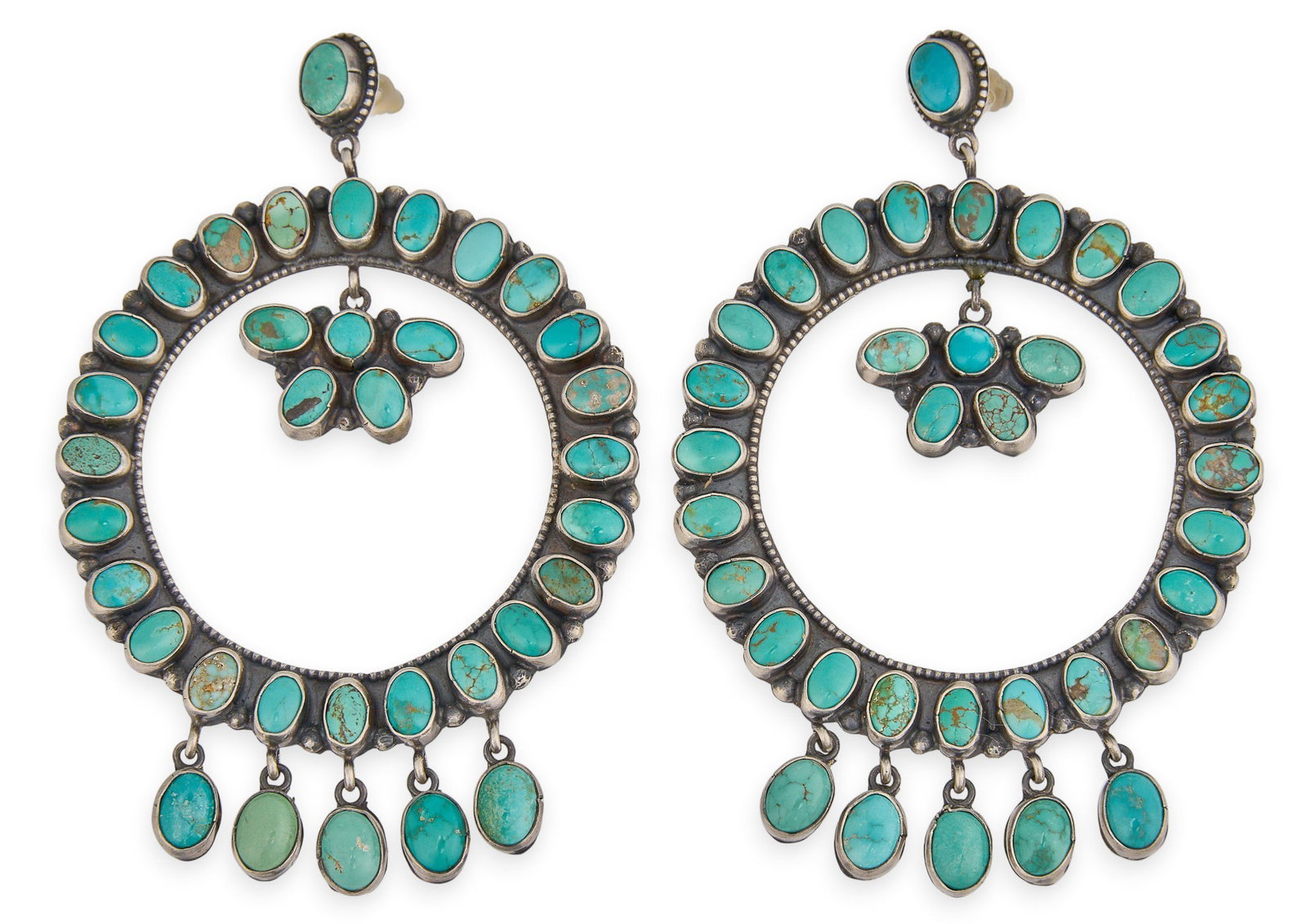 Steve Tso, Sterling & Turquoise Drop Earrings (1 of 3)