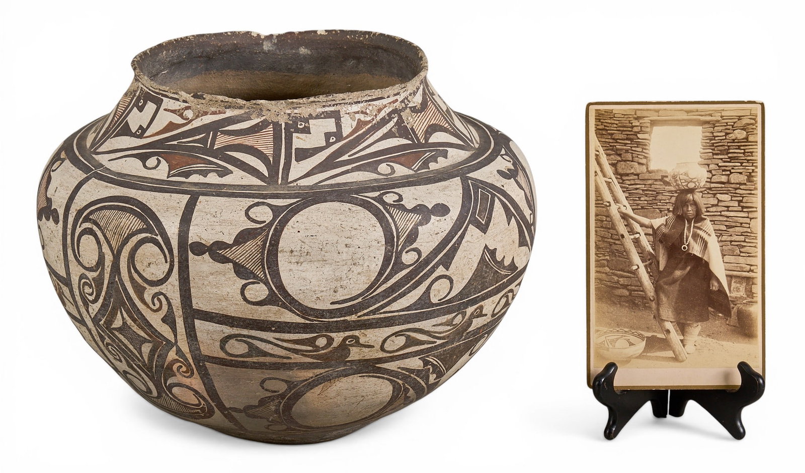 Zuni Polychrome Pottery Olla with Photo (1 of 6)