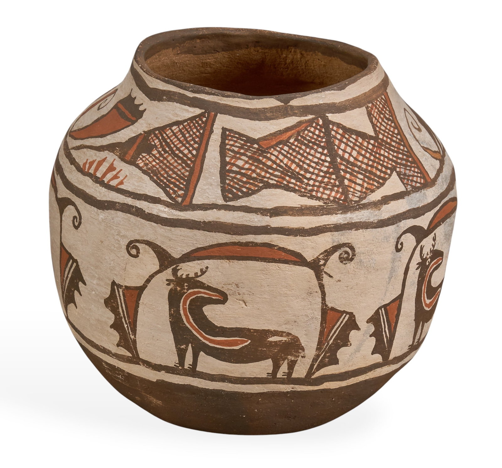 Zuni Pottery Vessel with Heartline Stag Motif (1 of 4)