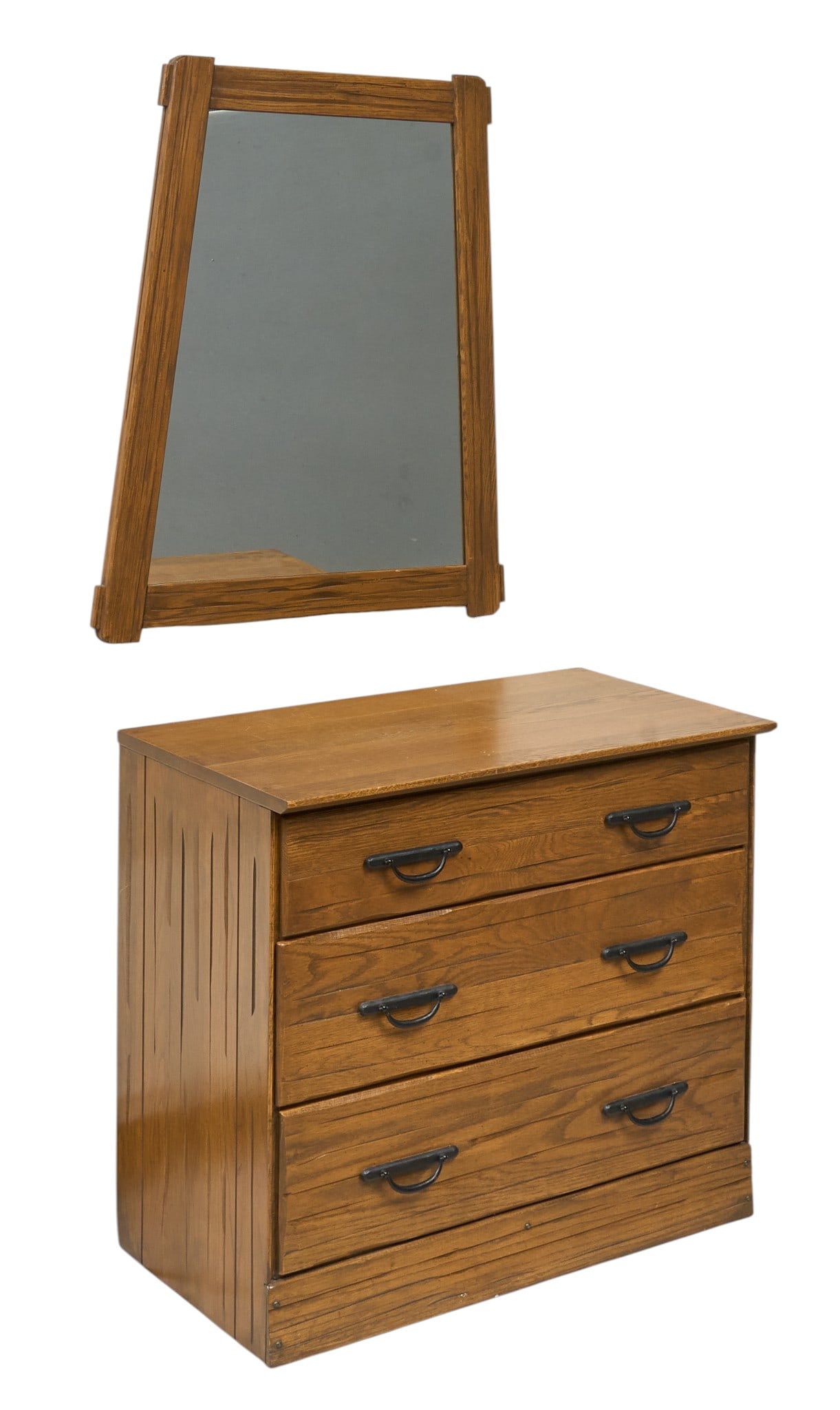 A. Brandt Oak Dresser with Mirror: A. Branch Ranch oak dresser set with mirror height 29 in. x width 33 in. x depth 18 in. Provenance: Property from a home in Universal City, Texas 