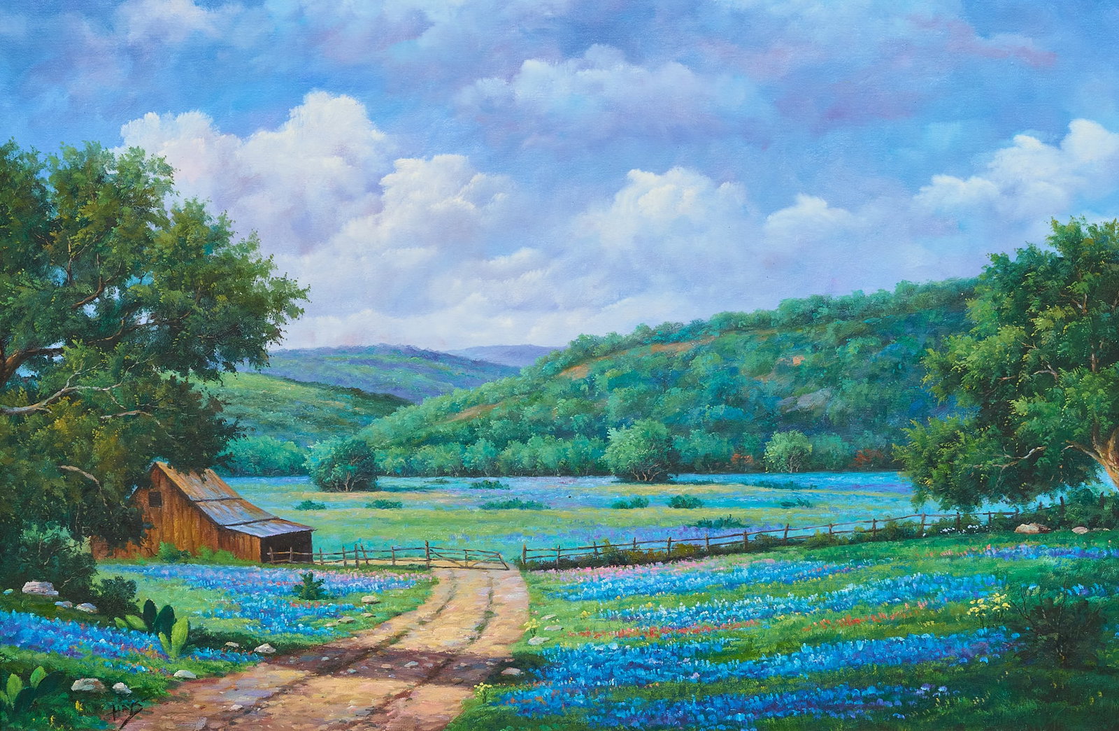 Signed Hays, Bluebonnet Landscape (1 of 4)