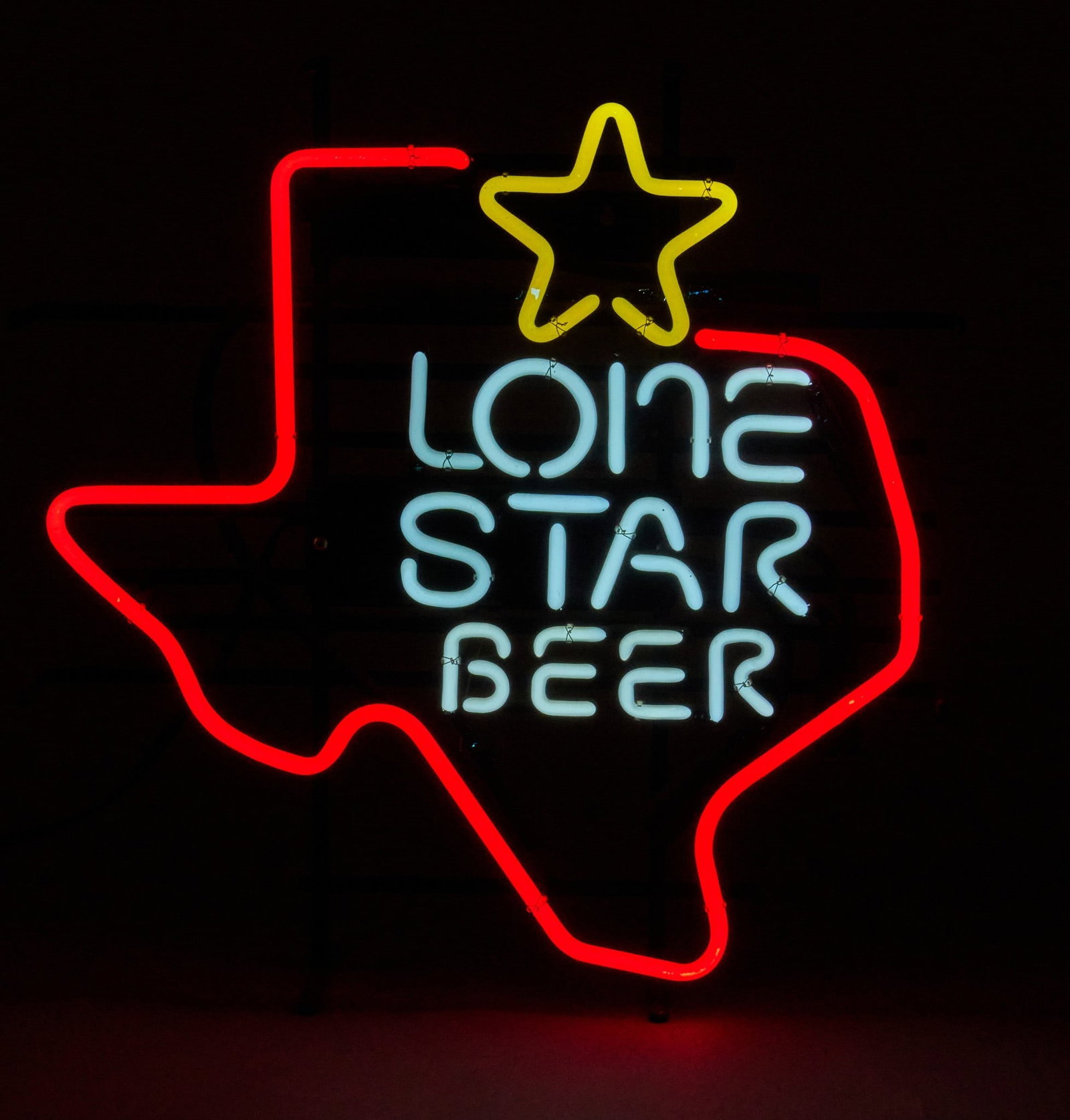 Lone Star Beer Neon Sign: Lone Star Beer neon sign, circa late 20th century to early 21st century height 22 in. x width 21.5 in. x depth 7 in. Provenance: Property from a home in San Antonio, Texas