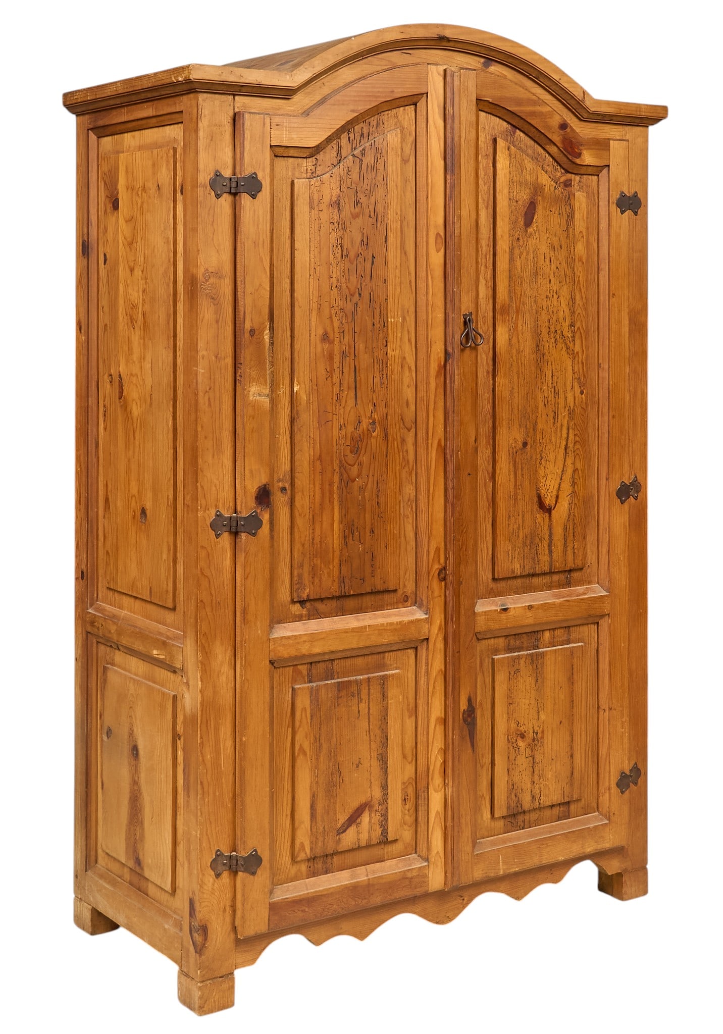 Spanish Colonial Style Armoire: Rustic Spanish Colonial style armoire with paneled doors and iron hardware height 80 in. x width 51 in. x depth 24.5 in. Provenance: Property from a home in Rockport, Texas
