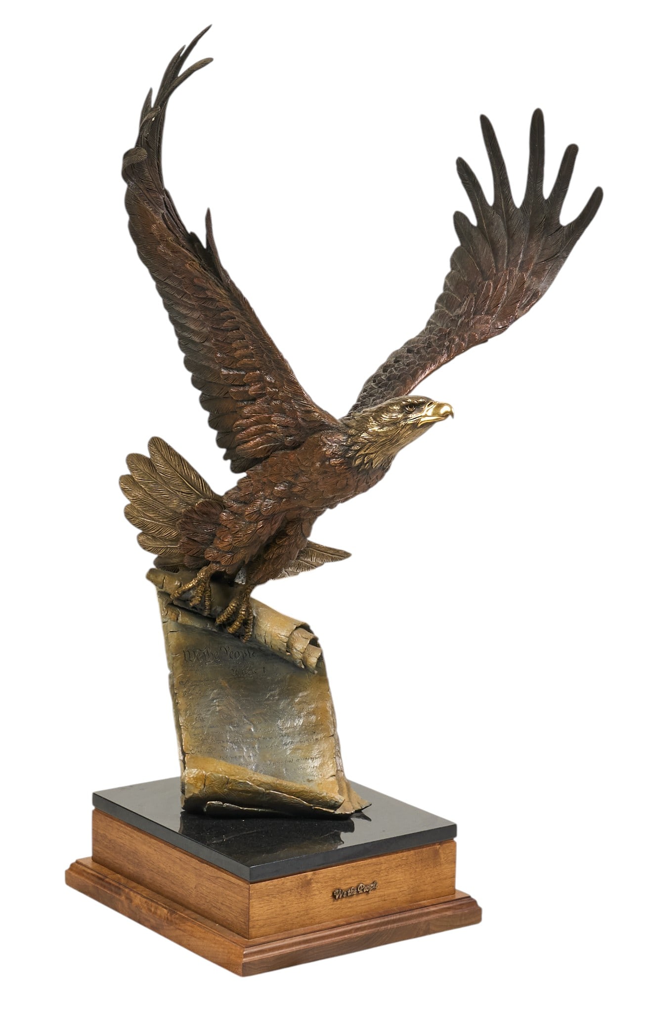 Dr. Robert Taylor, "We The People": Dr. Robert Taylor (Colorado / Texas, 1951-2024), "We The People", artist-cast artist's proof bronze sculpture on stone and wooden base, incised signature and edition