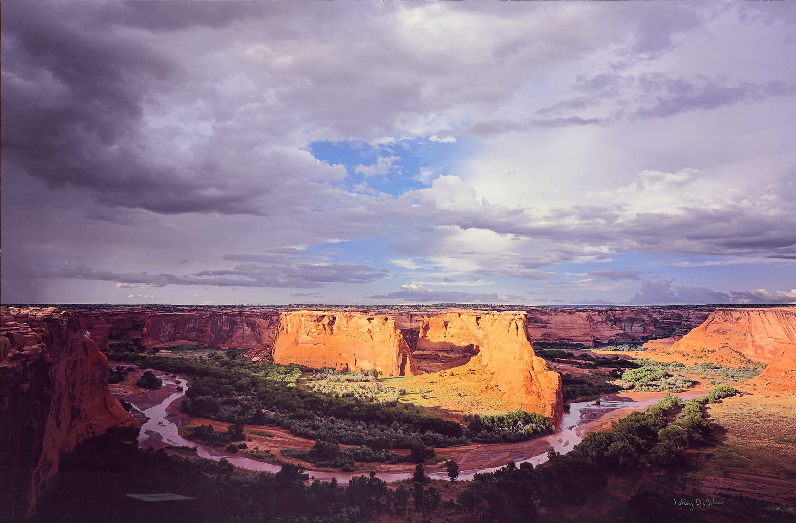 LeRoy DeJolie, "Last Light": LeRoy DeJolie (Diné [Navajo], 20th-21st C.), "Last Light (Canyon de Chelly)", chroma luxe metal print (dyes infused into specialty coated 1/16 in. aluminum), archival quality,signed
