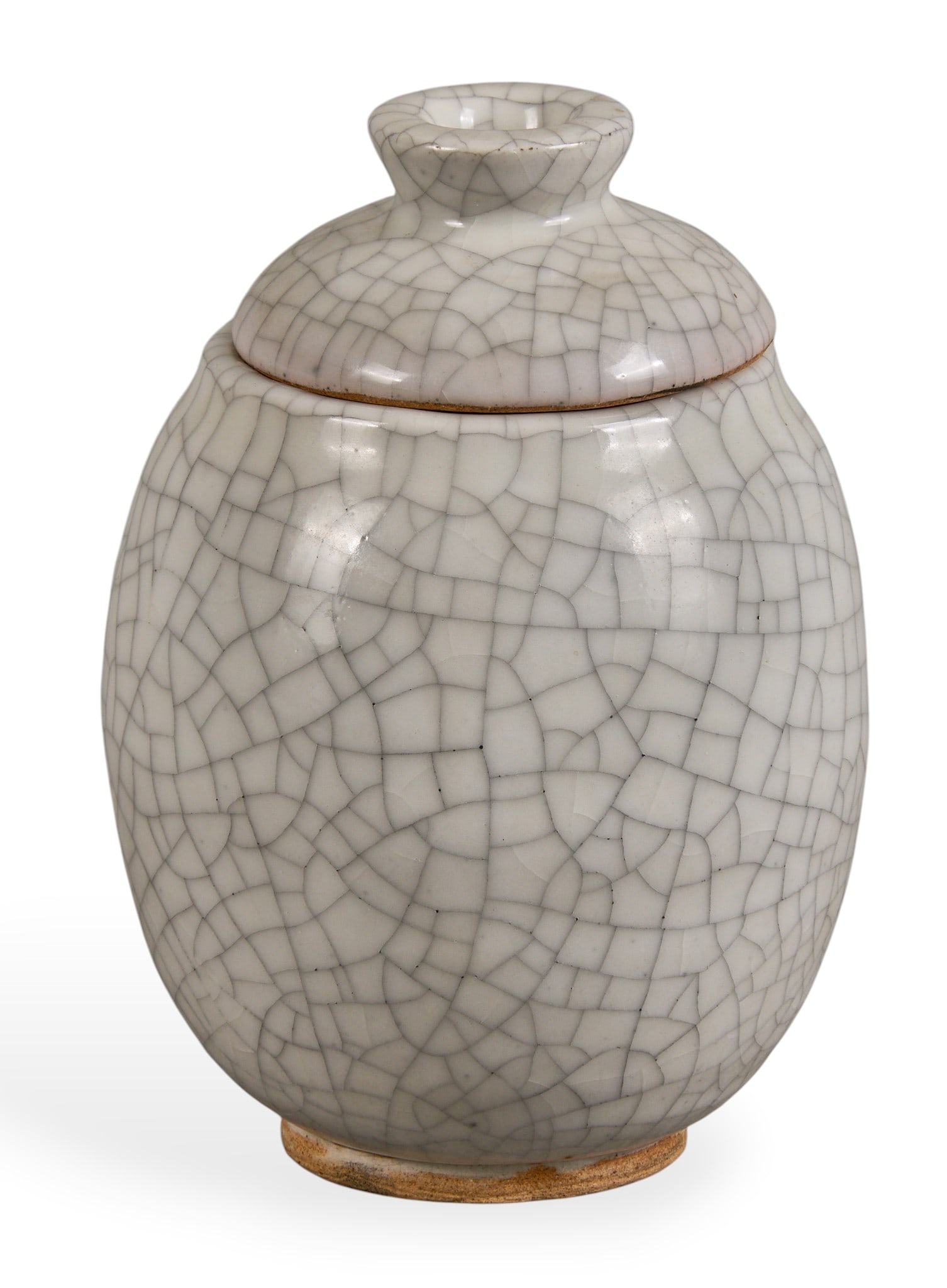 Harding Black, Crackle Glaze Jar with Lid: Harding Black (San Antonio, Texas, 1912-2004), white crackle glaze, incised signature and date on the underside, 1958 height 7.5 in. x width 5 in. x depth 5 in. Provenance: Property from a home 