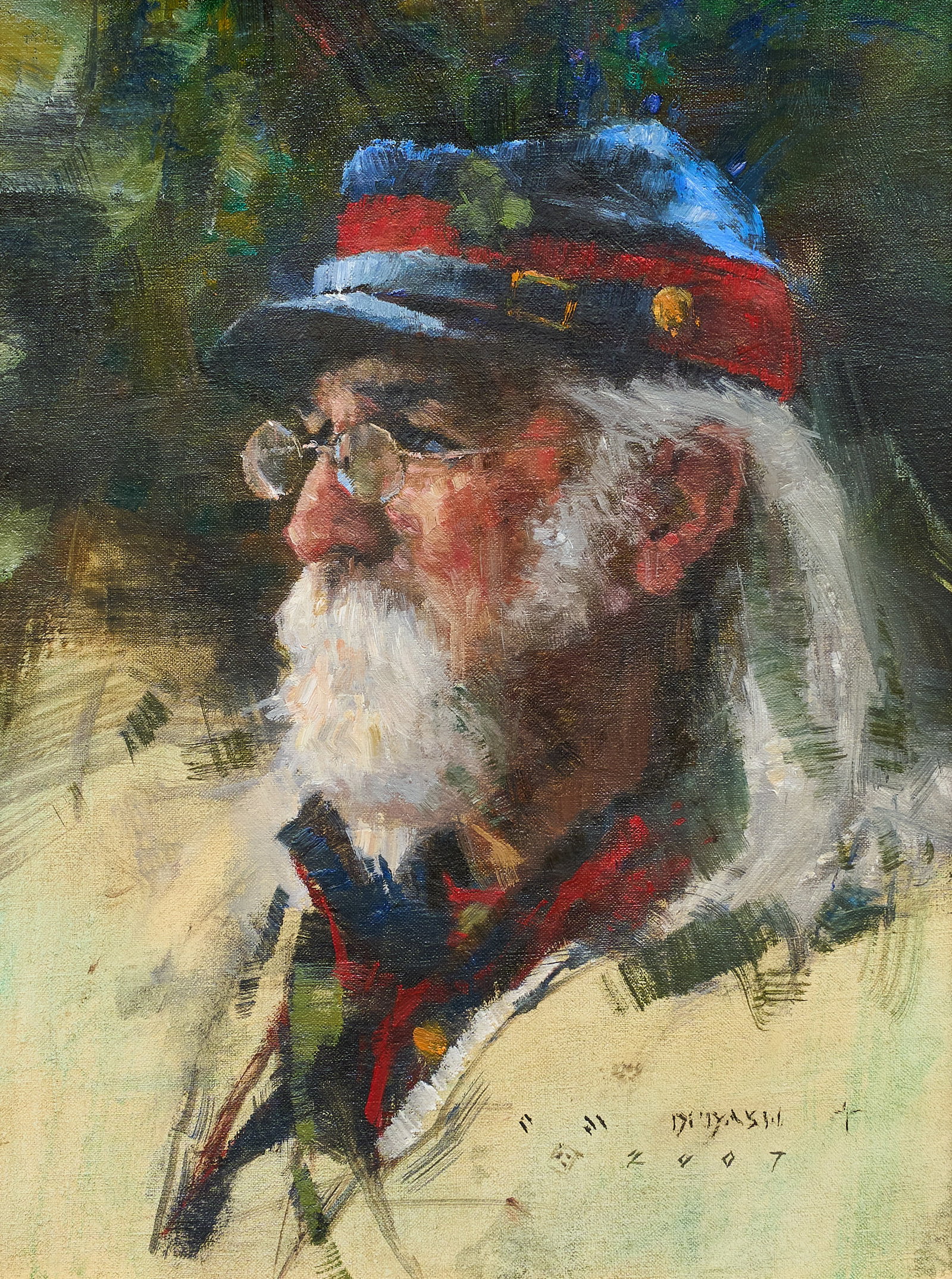 Michael Dudash, "Artillery Man": C. Michael Dudash (Amer., b. 1952), "Artillery Man", oil on linen panel, signed and dated lower right, 2007, inscribed on the verso with title, medium, size, signature, and date, 2007 sight: