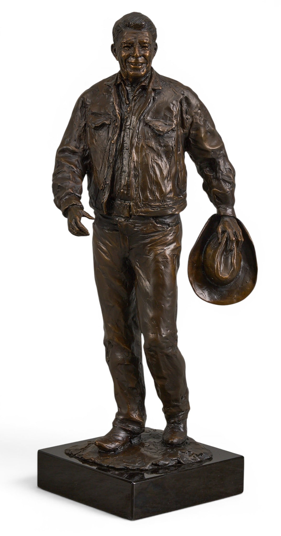 Glenna Goodacre, "Ronald Reagan": Glenna Goodacre (Amer., 1939-2020), "Ronald Reagan", artist-cast bronze sculpture on marble base, incised signature, edition number 10/70, and date, 1997 height 19.5 in. x width 6 in. x