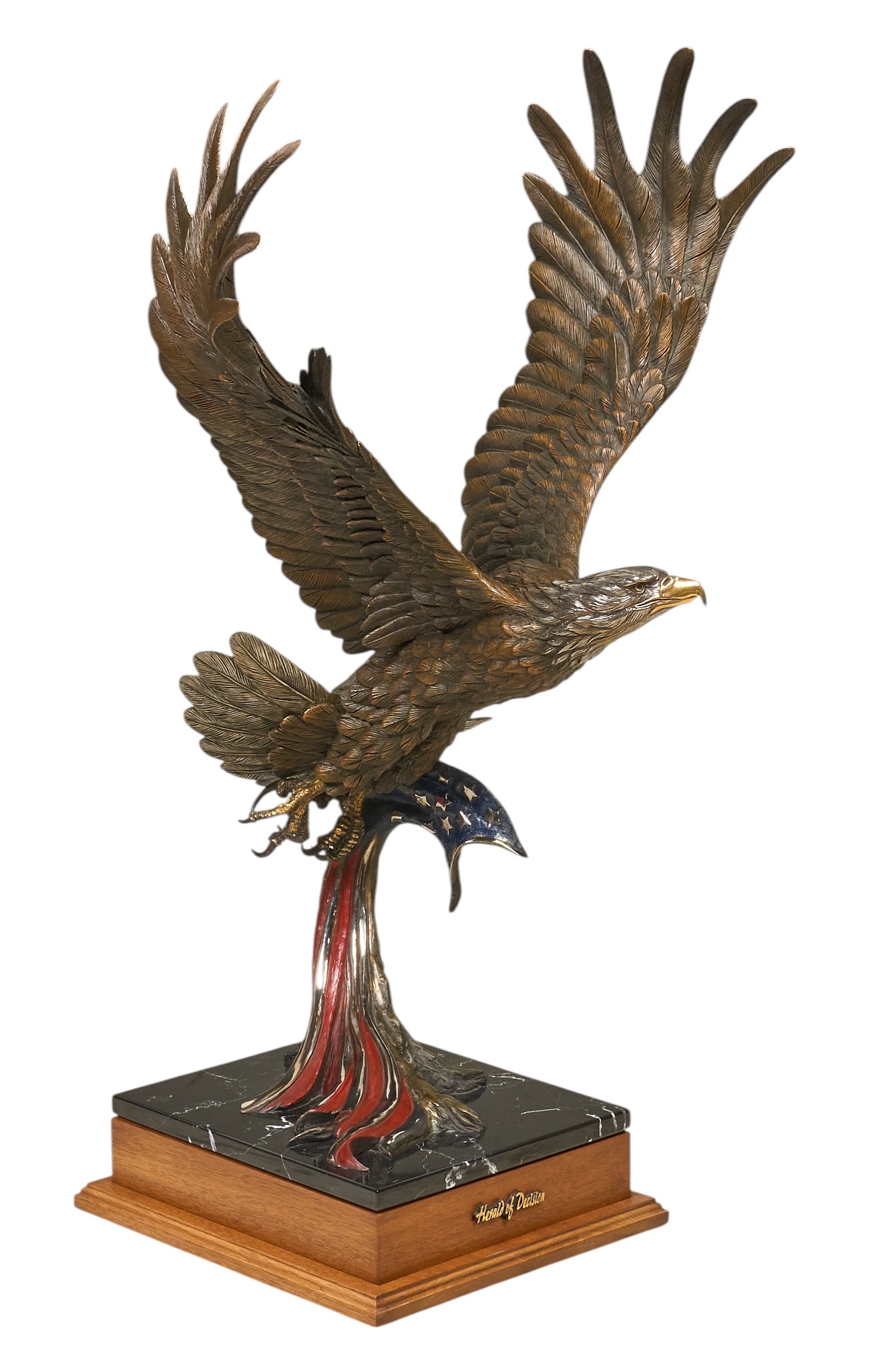 Dr. Robert Taylor, "Herald of Decision": Dr. Robert Taylor, "Herald of Decision", artist-cast bronze sculpture on stone and wooden base, incised signature, edition number 3/50, and date, 2006 height 42 in. x width 29 in. x