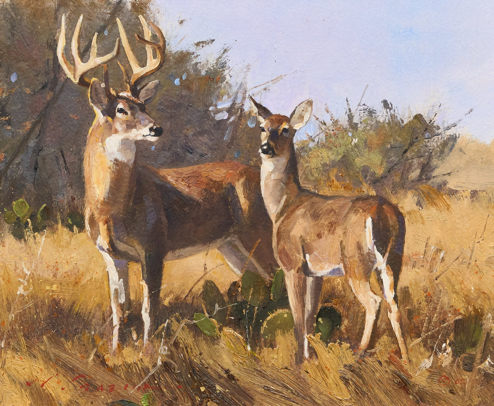 Luke Frazier, "High Alert": Luke Frazier (Utah, b. 1970), "High Alert", oil on panel, signed lower left, inscribed on the verso with title, signature, and date, 2005 sight: 10 x 12 in., frame: 15 x 16.5 in.