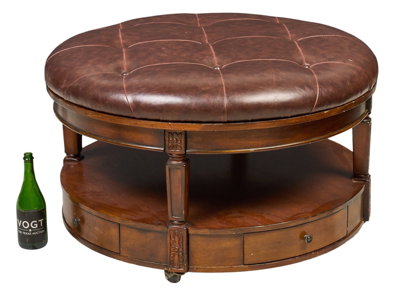 Tufted Leather Ottoman - 2