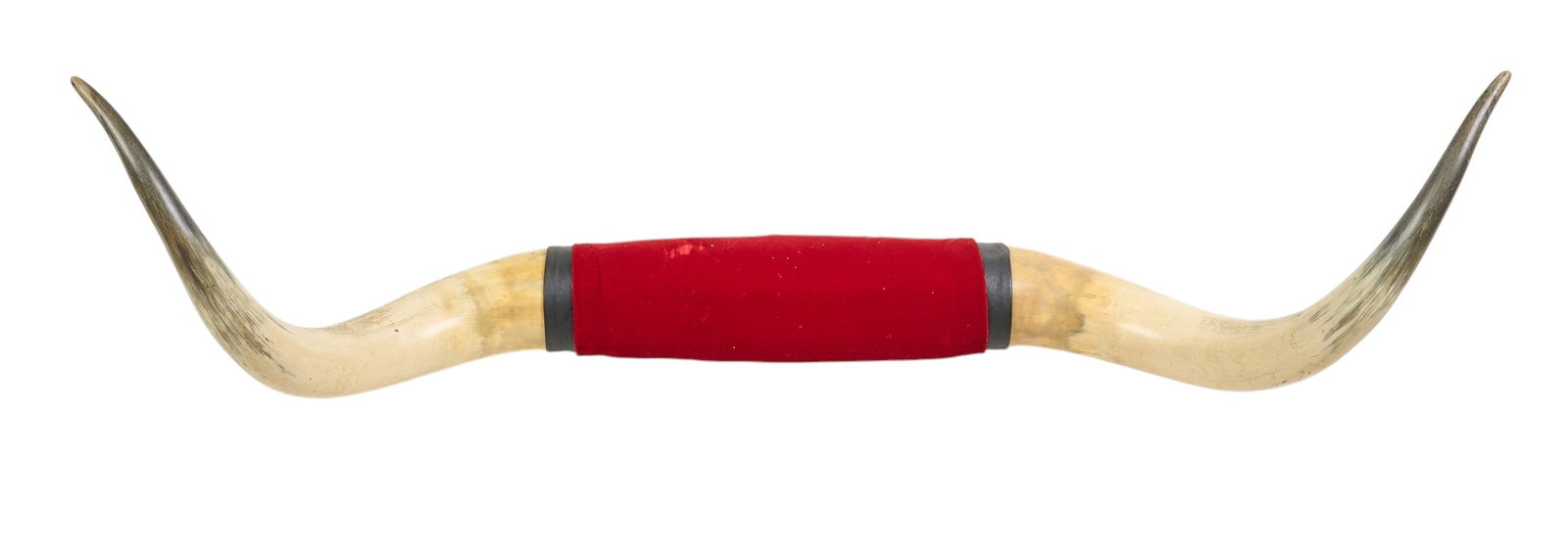 Steer Horn Mount: Steer horn mount with central red fabric lining height 10 in. x width 43.5 in. x depth 12.5 in. Provenance: Property from a home in Spokane, Washington