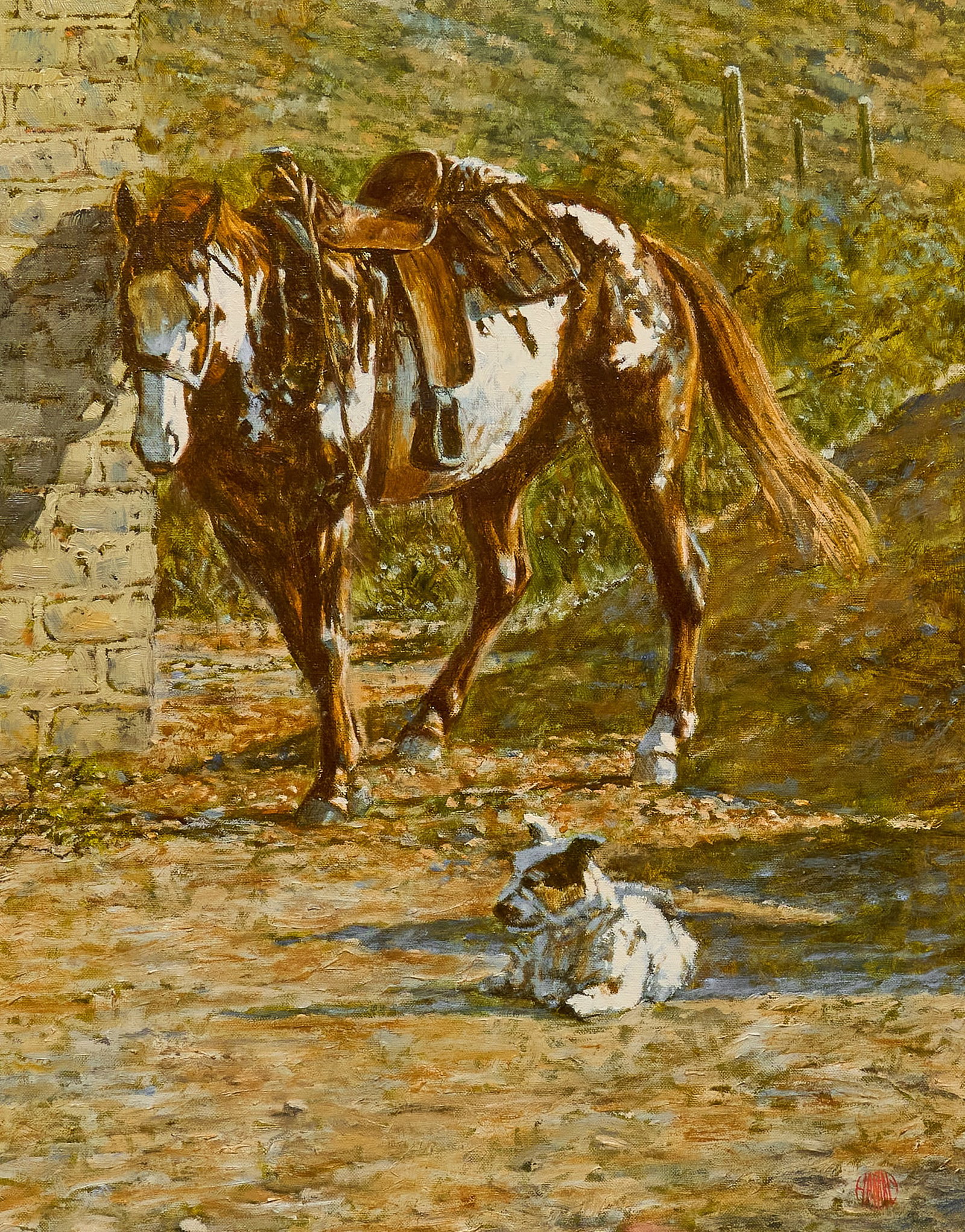 Frederick Hambly, "Itchy and Scratchy": Frederick Hambly (Arizona, 20th-21st C.), "Itchy and Scratchy", oil on canvas, signed lower right, inscribed on the verso with signature, title, and date, 1992 sight: 28 x 22