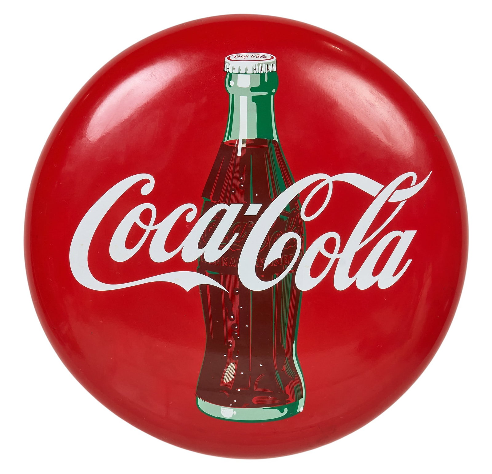 Coca-Cola Porcelain Button Sign, ca. 1960s (1 of 3)