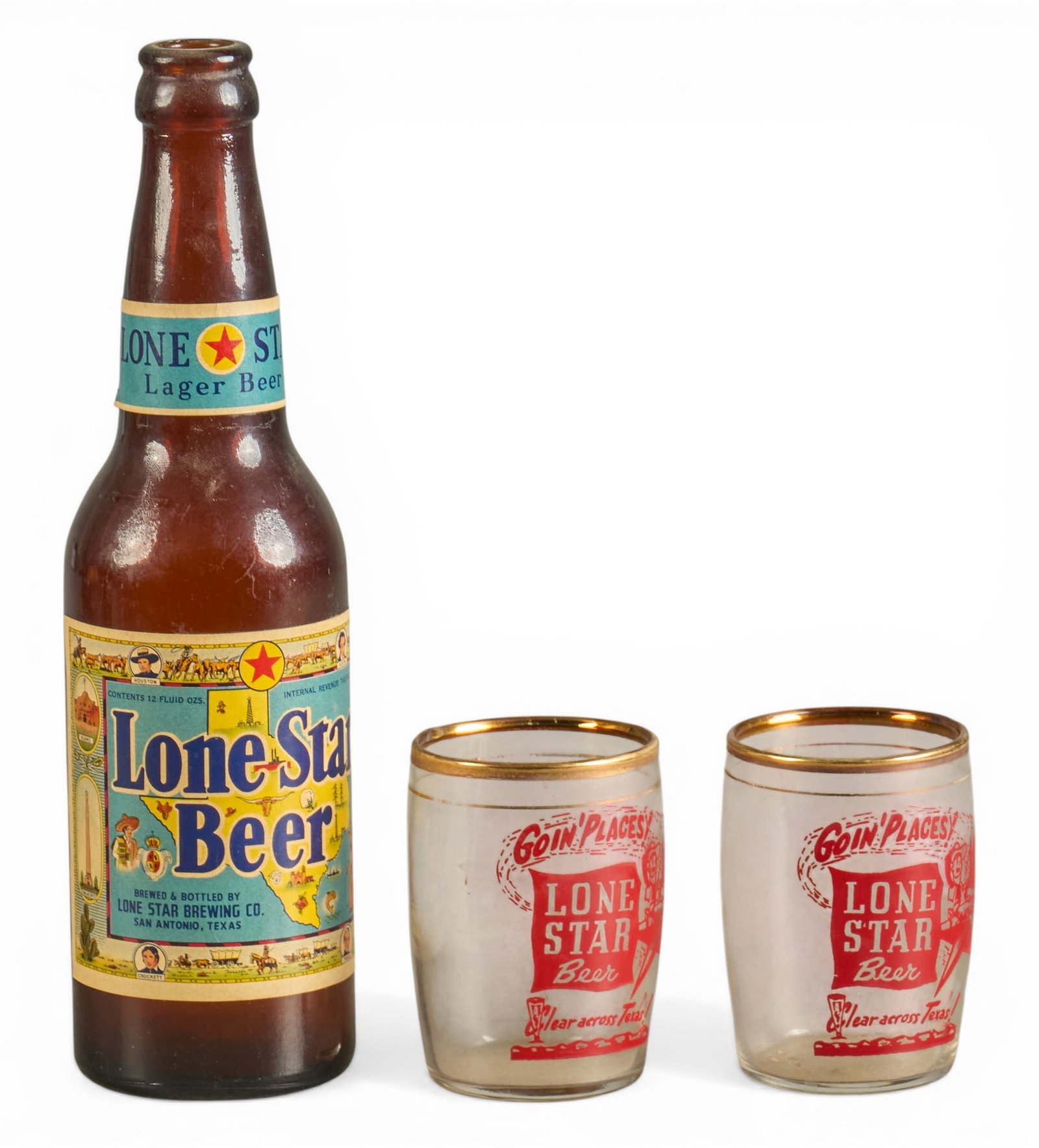 Vintage Lone Star Beer Bottle and (2) Shooters (1 of 3)