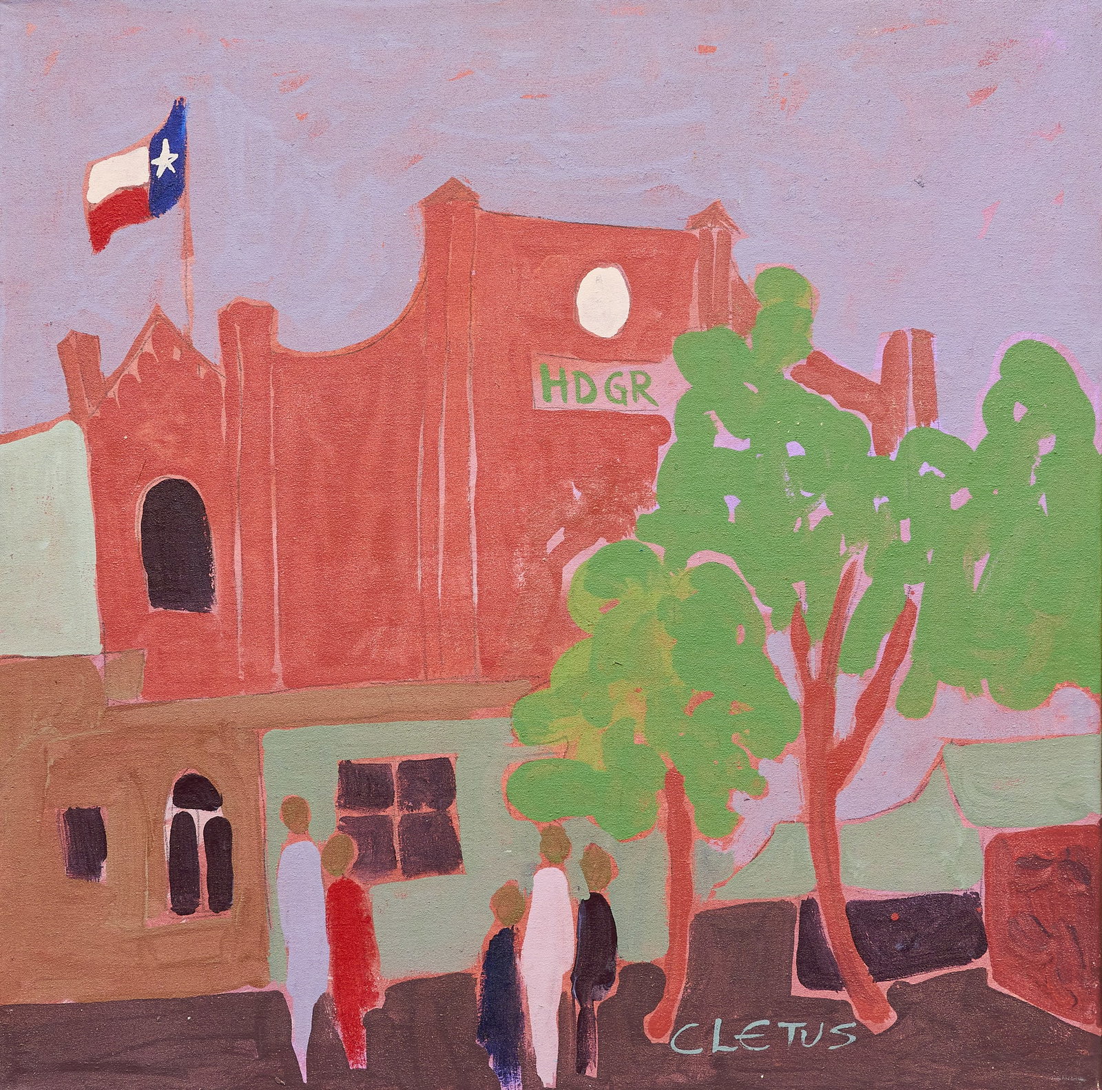 Brother Cletus Behlmann, H. D. Gruene Mercantile: Brother Cletus Behlmann (San Antonio, Texas, 1933-2016), view of the H. D. Gruene Mercantile, acrylic on canvas, wrapped and stapled to wooden panel, signed lower right size: 26 x 26 in.
