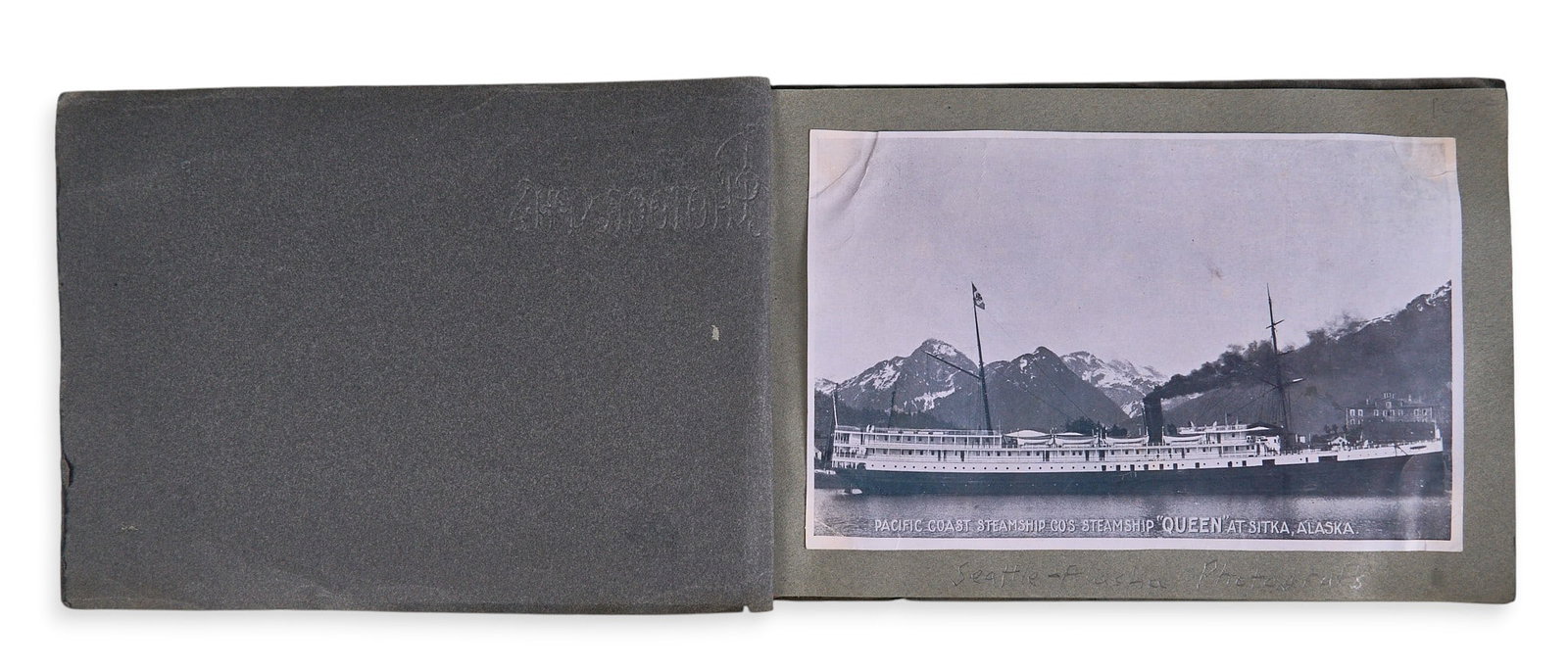 Vintage Photo Album: Alaska & Washington State: Vintage photo album with twenty (20) black and white photographs of Alaska and Washington State scenes, featuring images of Native American merchants and landscapes by Frank La Roche (1853-1946),
