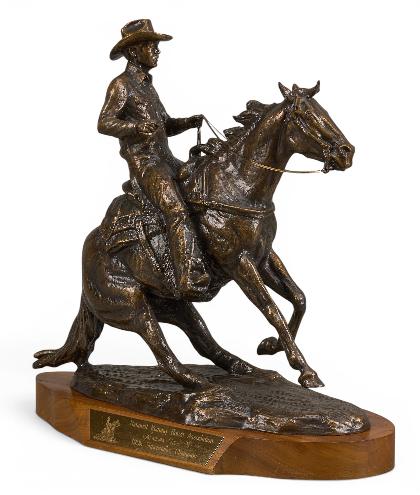 Nat'l Reining Horse Assoc. Award: National Reining Horse Association Award, 1996, Superstakes Champion height 20 in. x width 20 in. x depth 9 in. (including base) Provenance: Property from the Estate of Robert A.