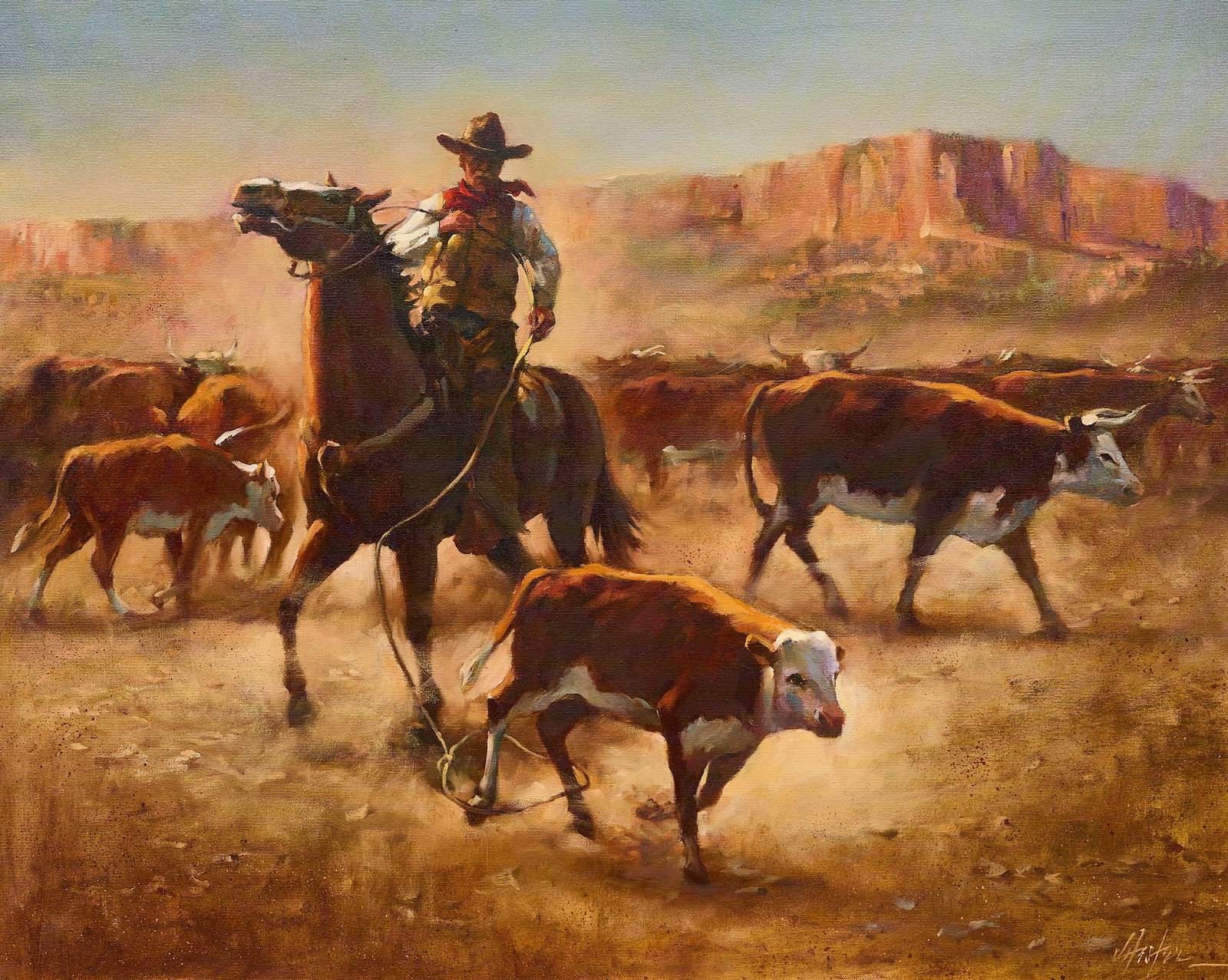Jay Hester, Cowboy Roping Calves (1 of 4)