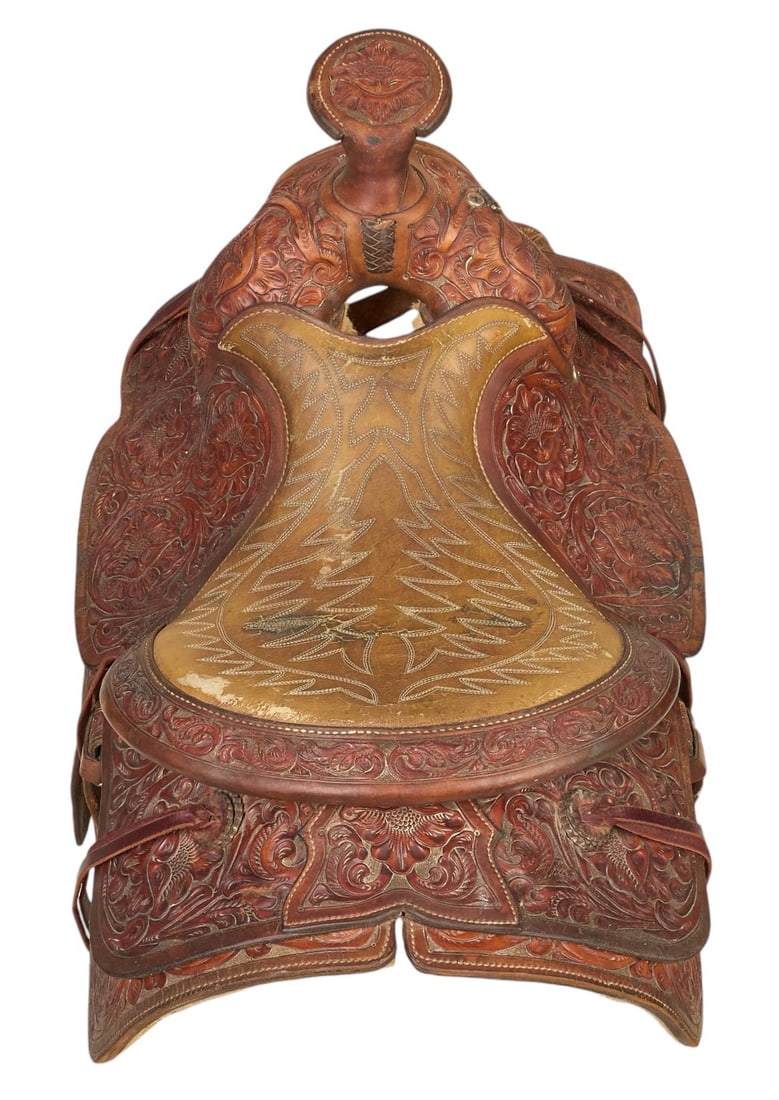 Tooled Leather Saddle - 2