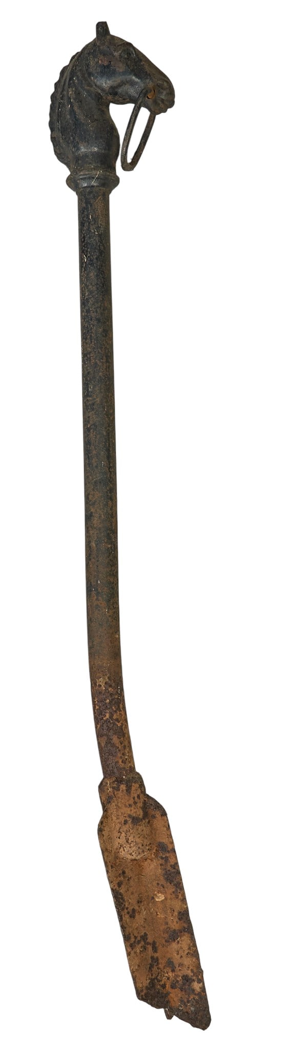 Iron Horse Hitching Post: Vintage iron hitching post with horsehead motif height 57 in. x width 8 in. x depth 2 in. Provenance: Property from a home in San Antonio, Texas