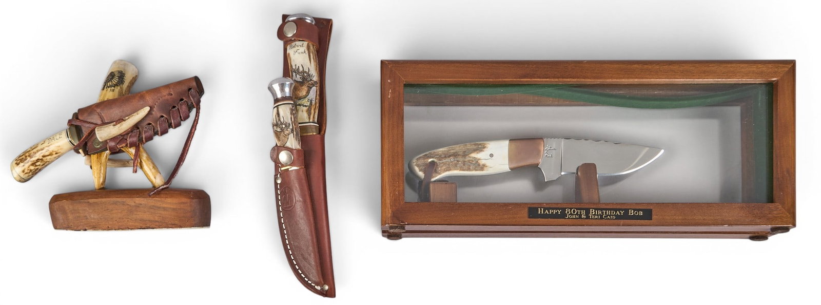 (4) Custom Stag Handle Knives (1 of 6)