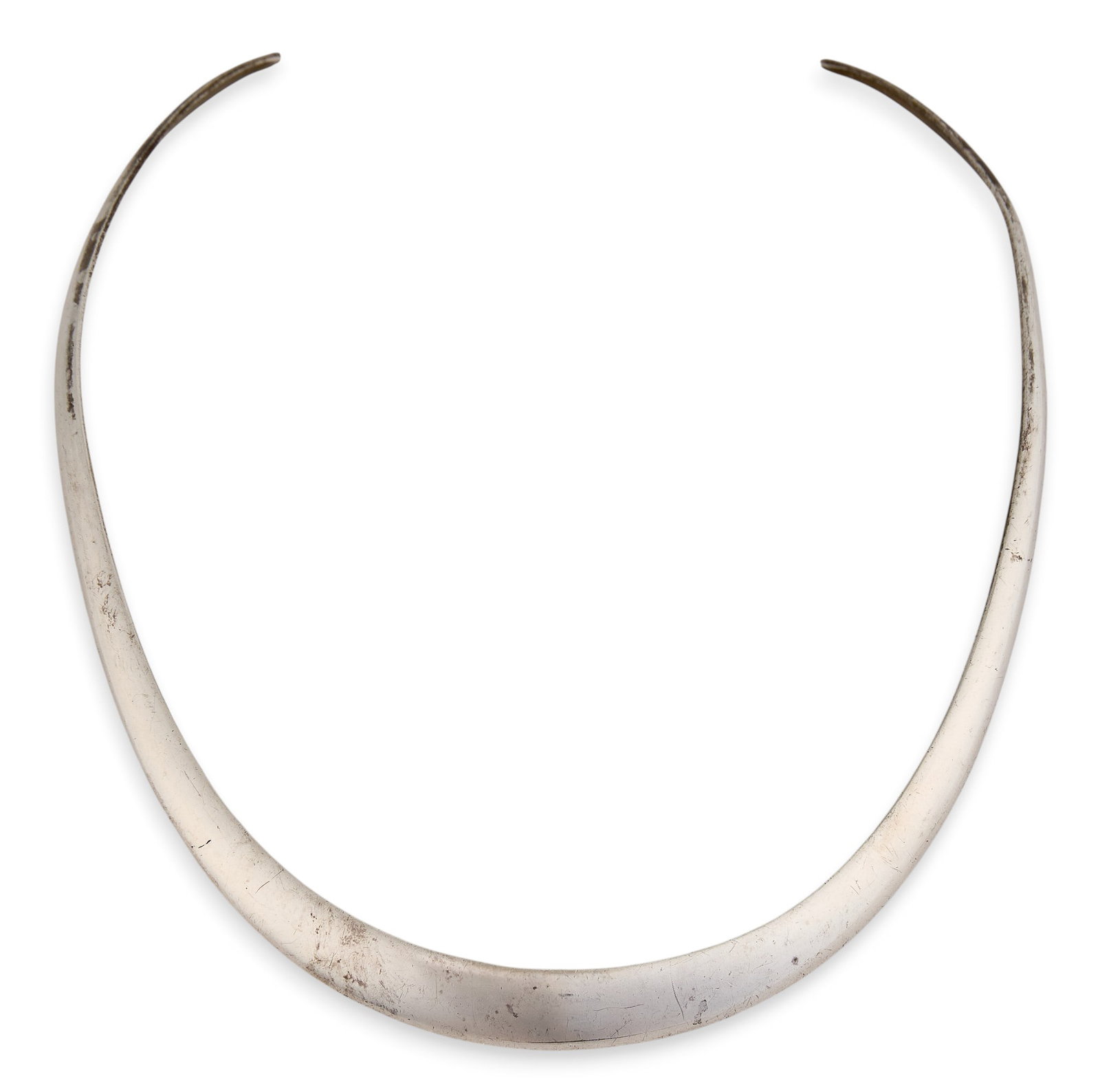 Sterling Silver Collar Necklace: Sterling silver collar necklace, marked "Mexico 925" Length: 13 in. Total weight: 26 g Provenance: Property from the