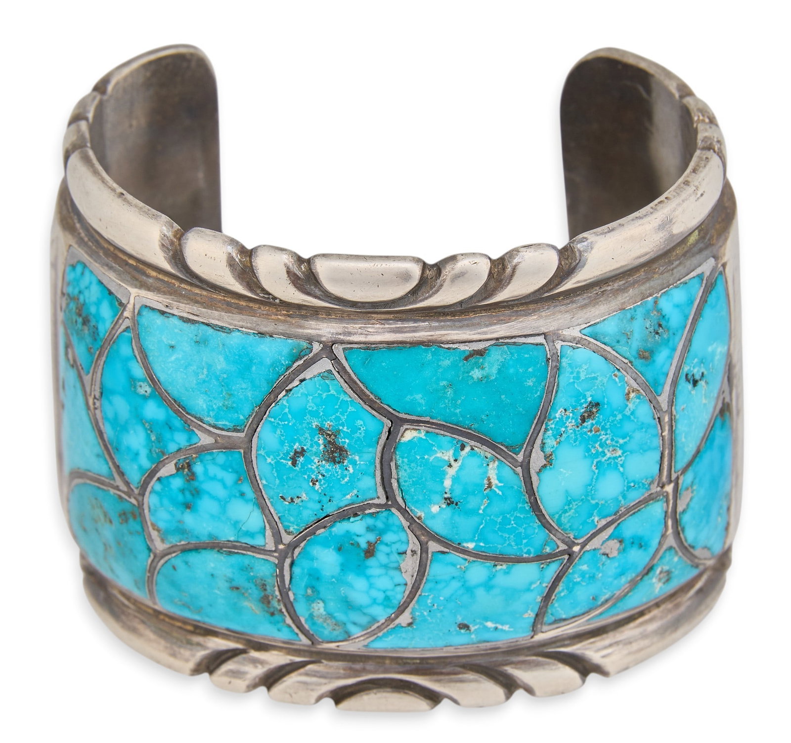 Sterling Silver & Turquoise Fish Scale Cuff (1 of 4)