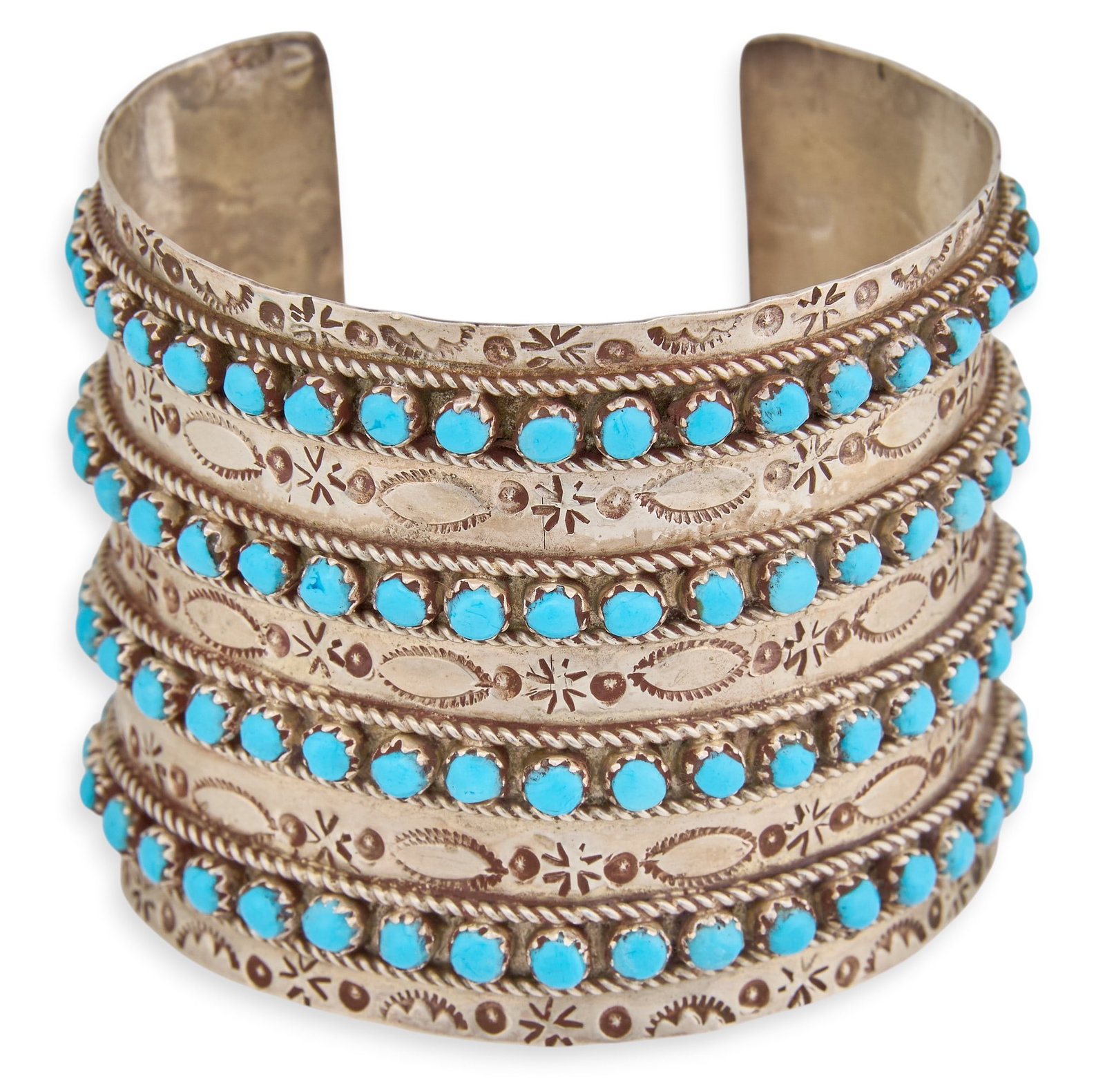 Zuni Sterling Silver & Turquoise Cuff (1 of 5)