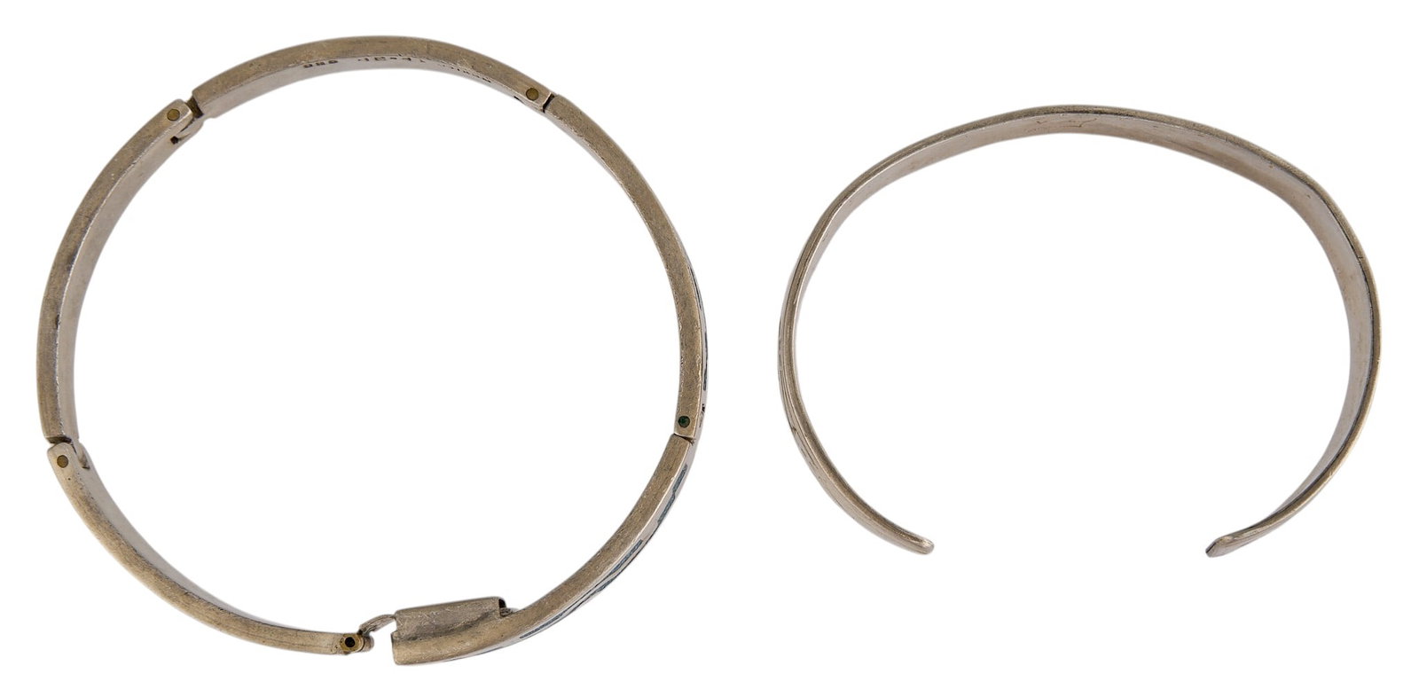 (2) Sterling & Multi-Stone Chip Inlay Cuffs - 3