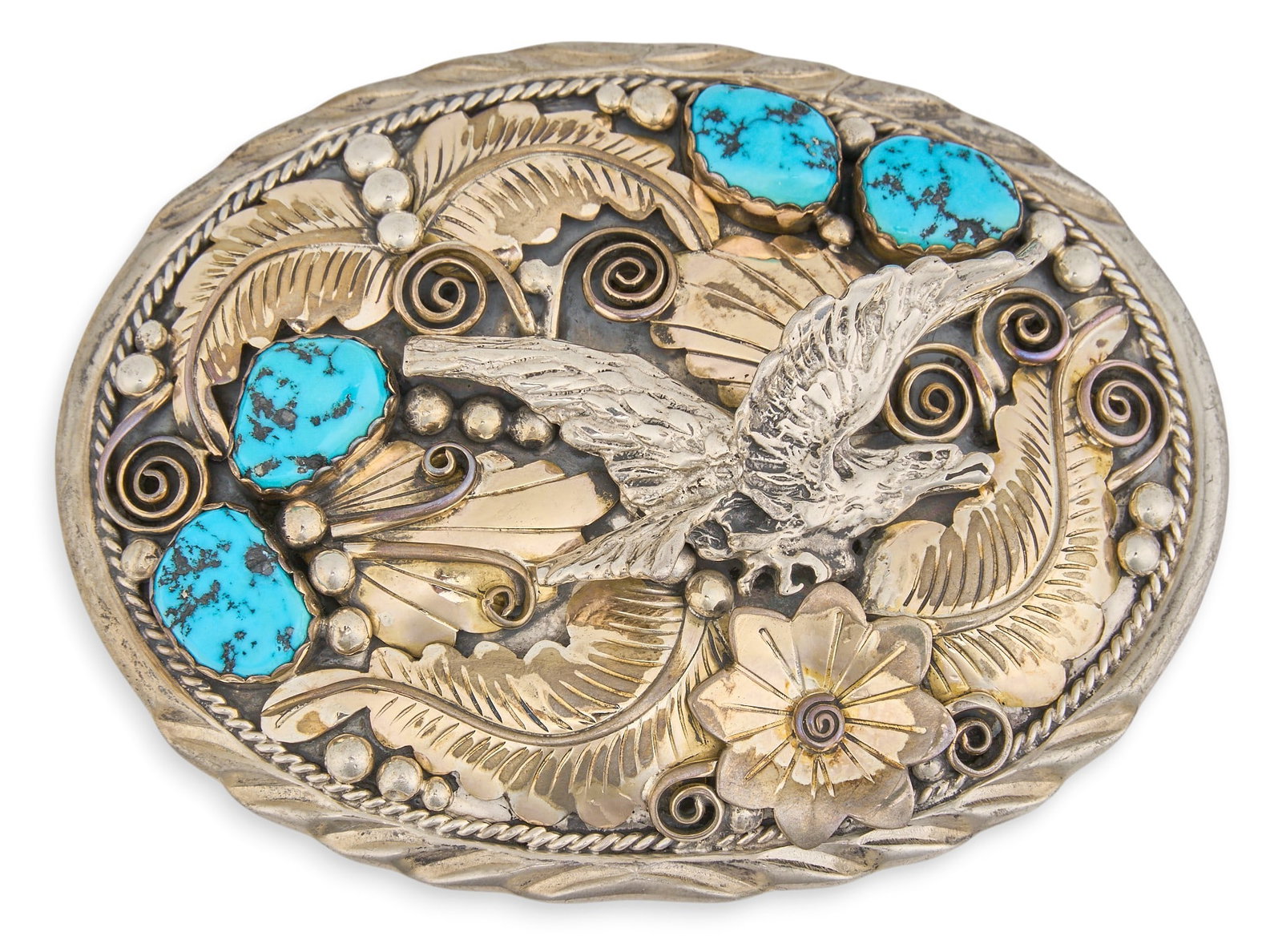 Julia Etsitty, Navajo Sterling & Turquoise Buckle (1 of 2)