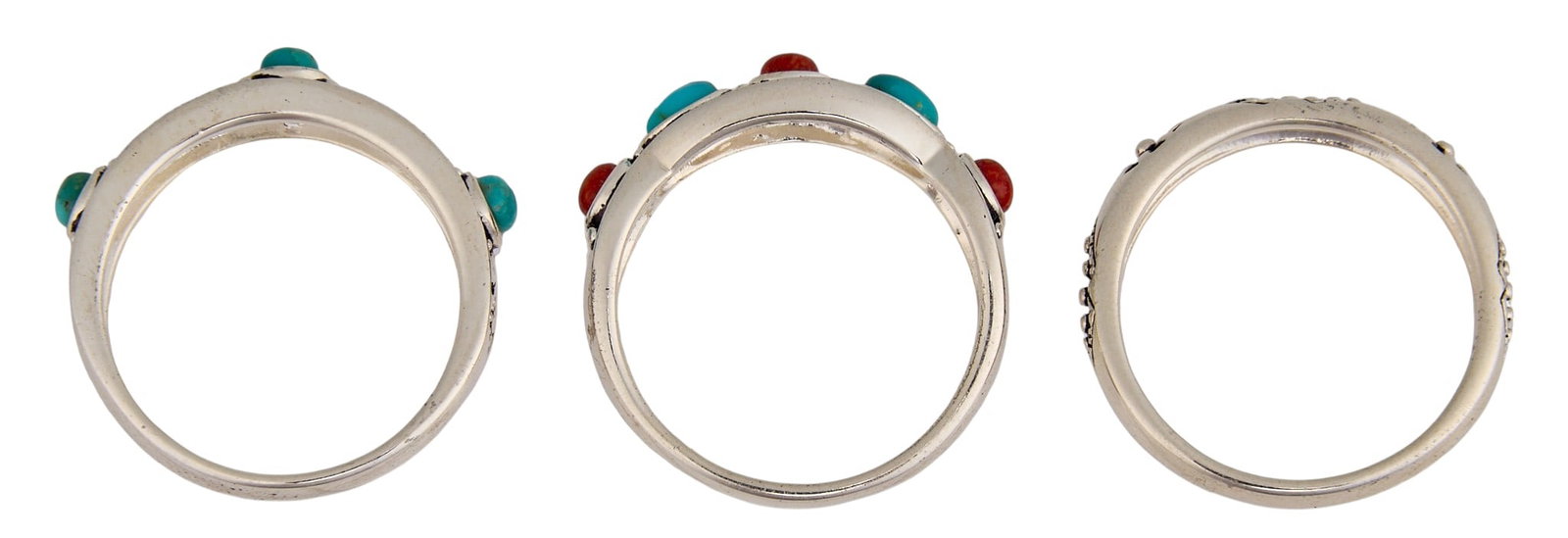 (3) Sterling & Multi-Stone Stackable Rings - 3