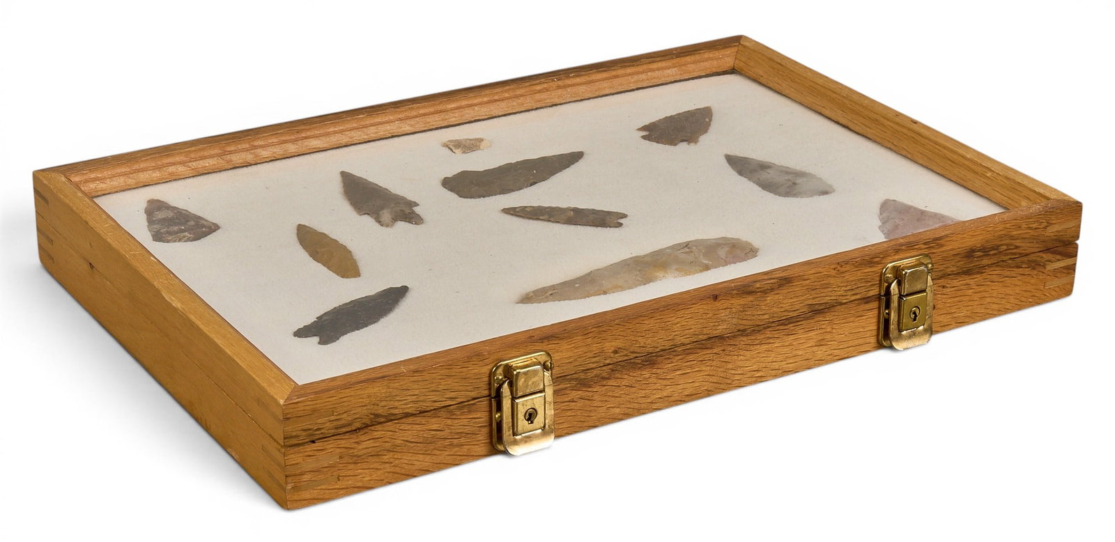 Collection of Projectile Points in Display Case (1 of 4)