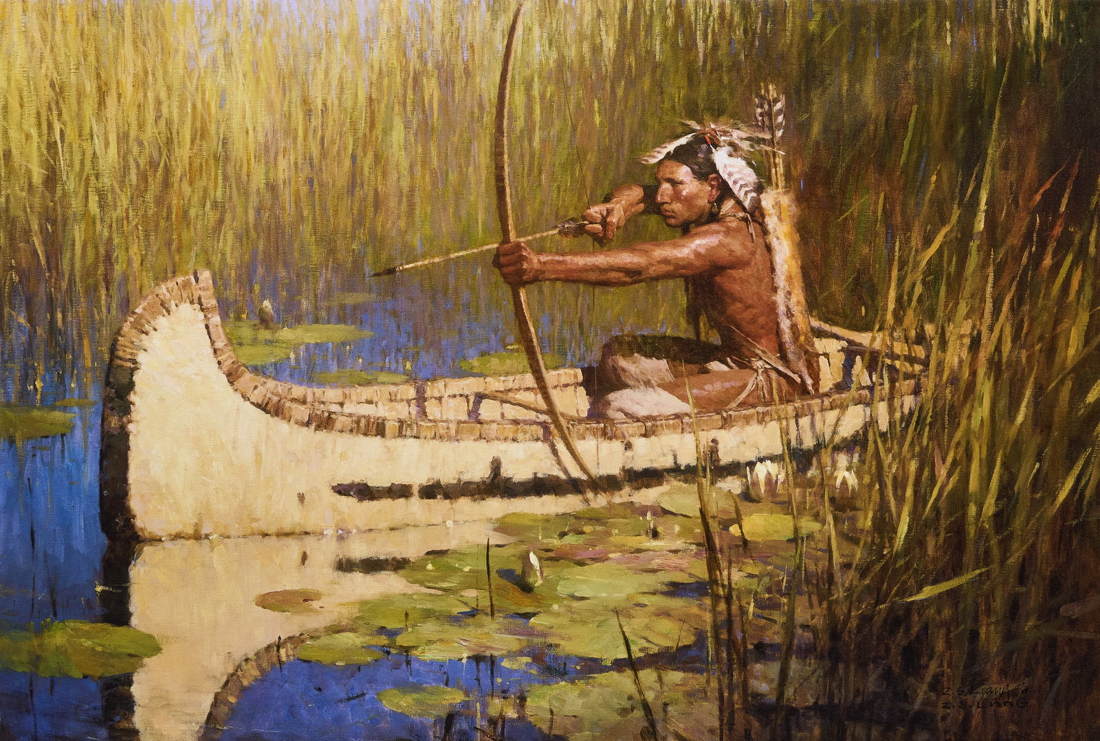Z. S. Liang, "Solitary Hunter": Z. S. Liang (China / Amer., b. 1953), "Solitary Hunter", limited edition giclee print on stretched canvas, signed and numbered, ed. 15/95 size: 25 x 36.5 in. Provenance: Property