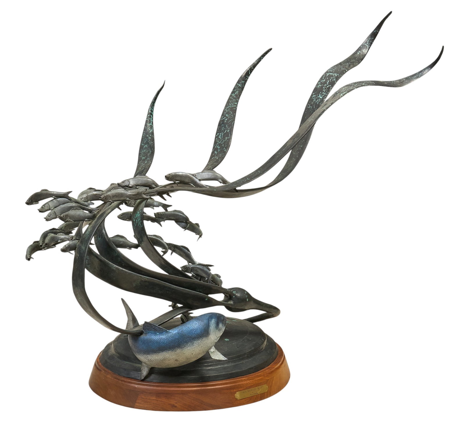 Ken Curley, "Sea Dancers Kelp": Ken Curley (Canada, 20th-21st C.)."Sea Dancers Kelp", artist-cast bronze sculpture on wooden base, incised signature and edition number 1/27 height 37 in. x width 46.5 in. x depth