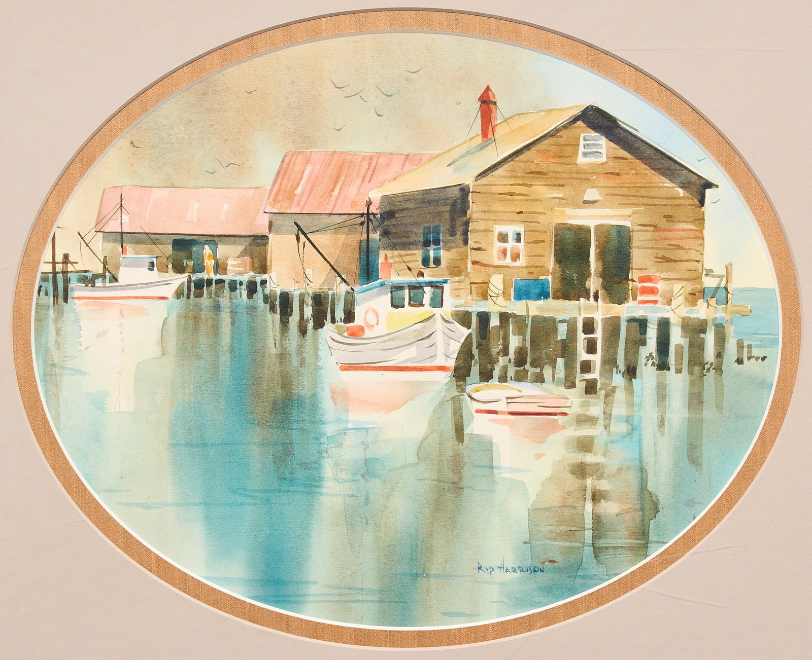Rip Harrison, Coastal Watercolor: Rip Harrison (Texas, 20th-21st C.), coastal watercolor scene, signed lower right sight: 10 x 13 in., frame: 21.5 x 24 in. Provenance: Property from a home in San Antonio, Texas